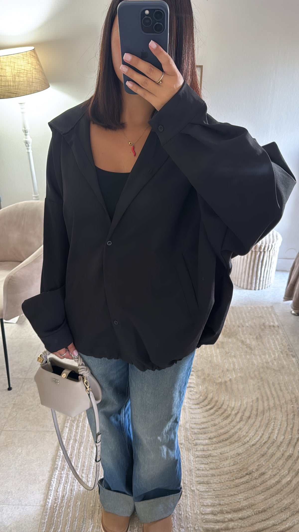 VESTE CHEMISE OVERSIZE NOIRE