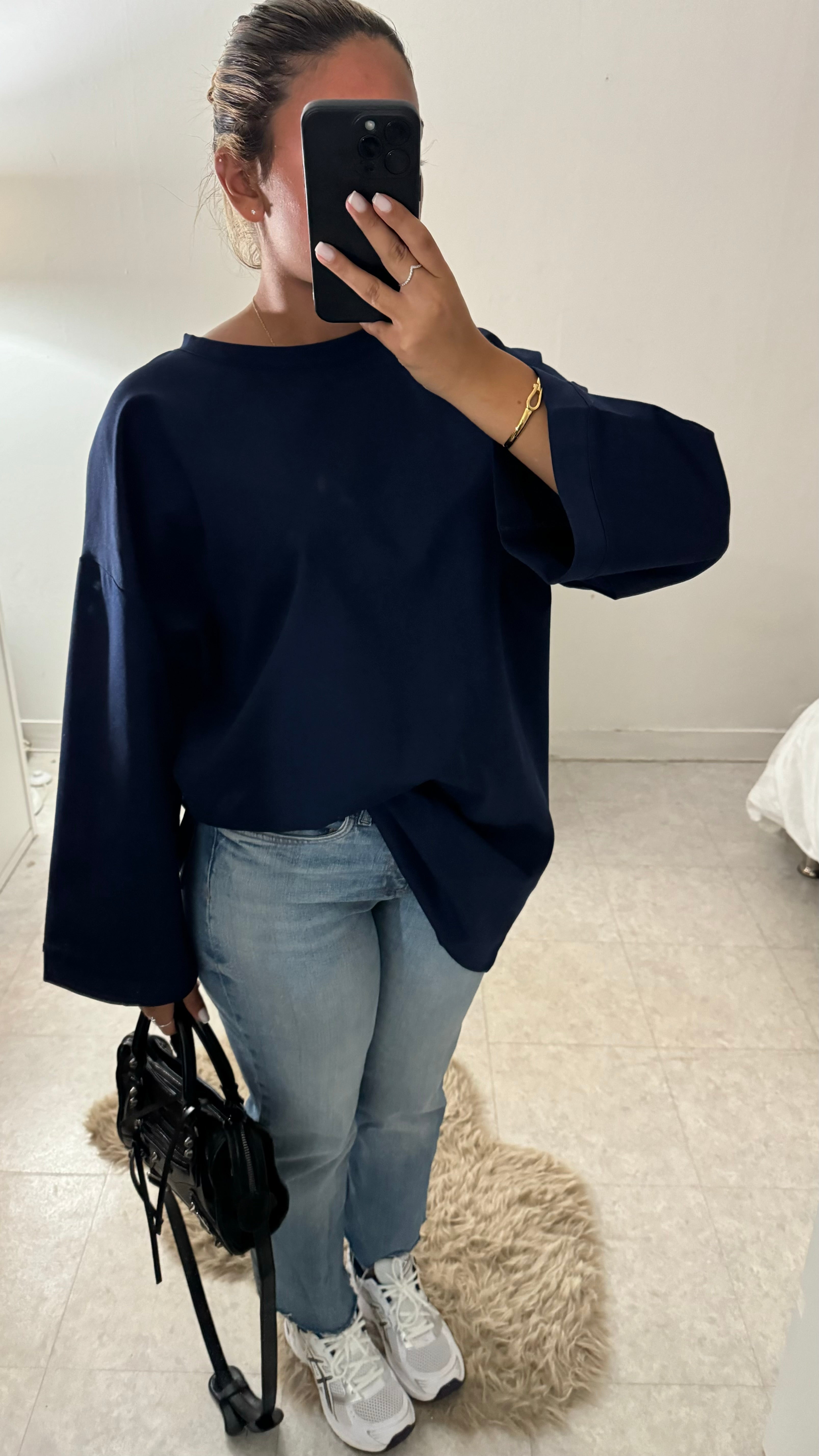 T-SHIRT OVERSIZE EN VISCOSE BLEU MARRINE