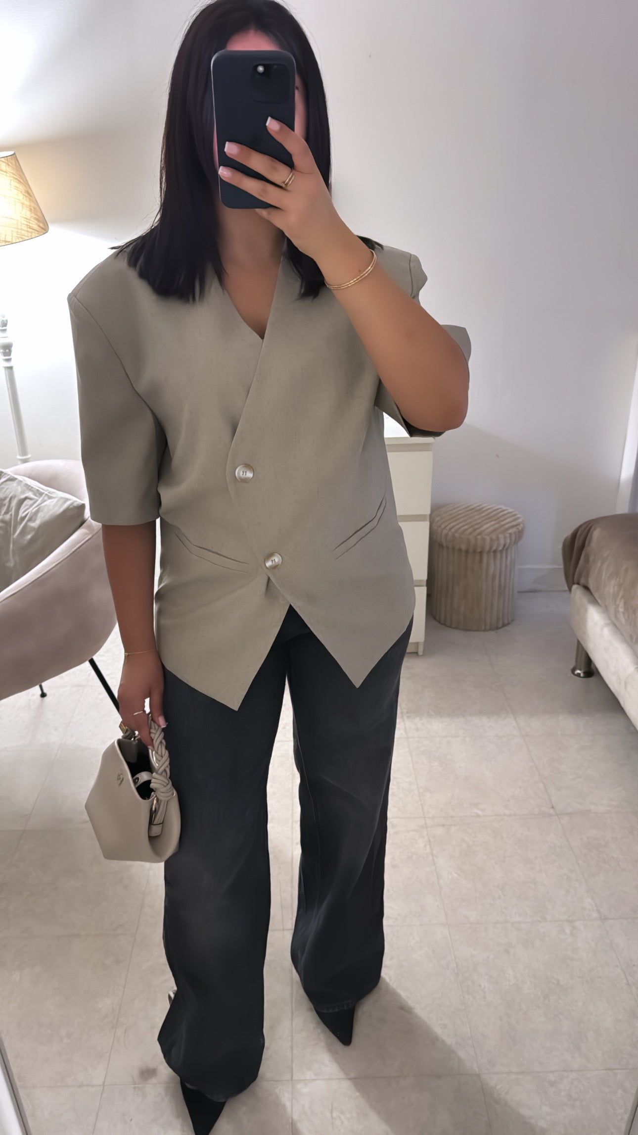 BLAZER EN LIN TAUPE