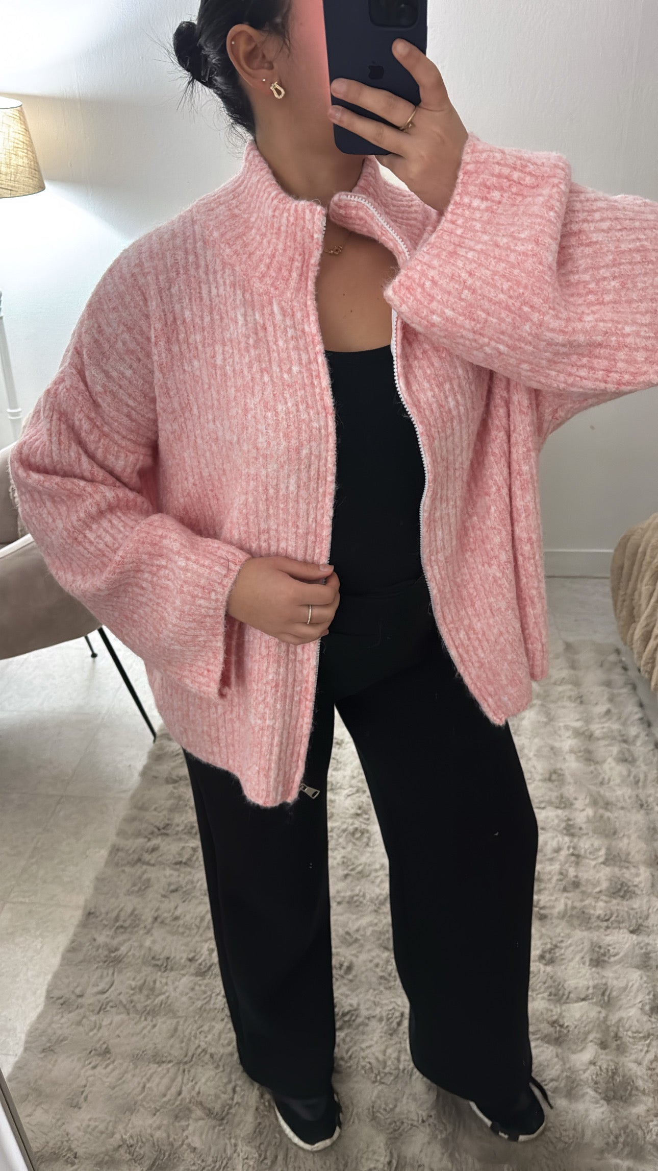 GILET À ZIP ROSE