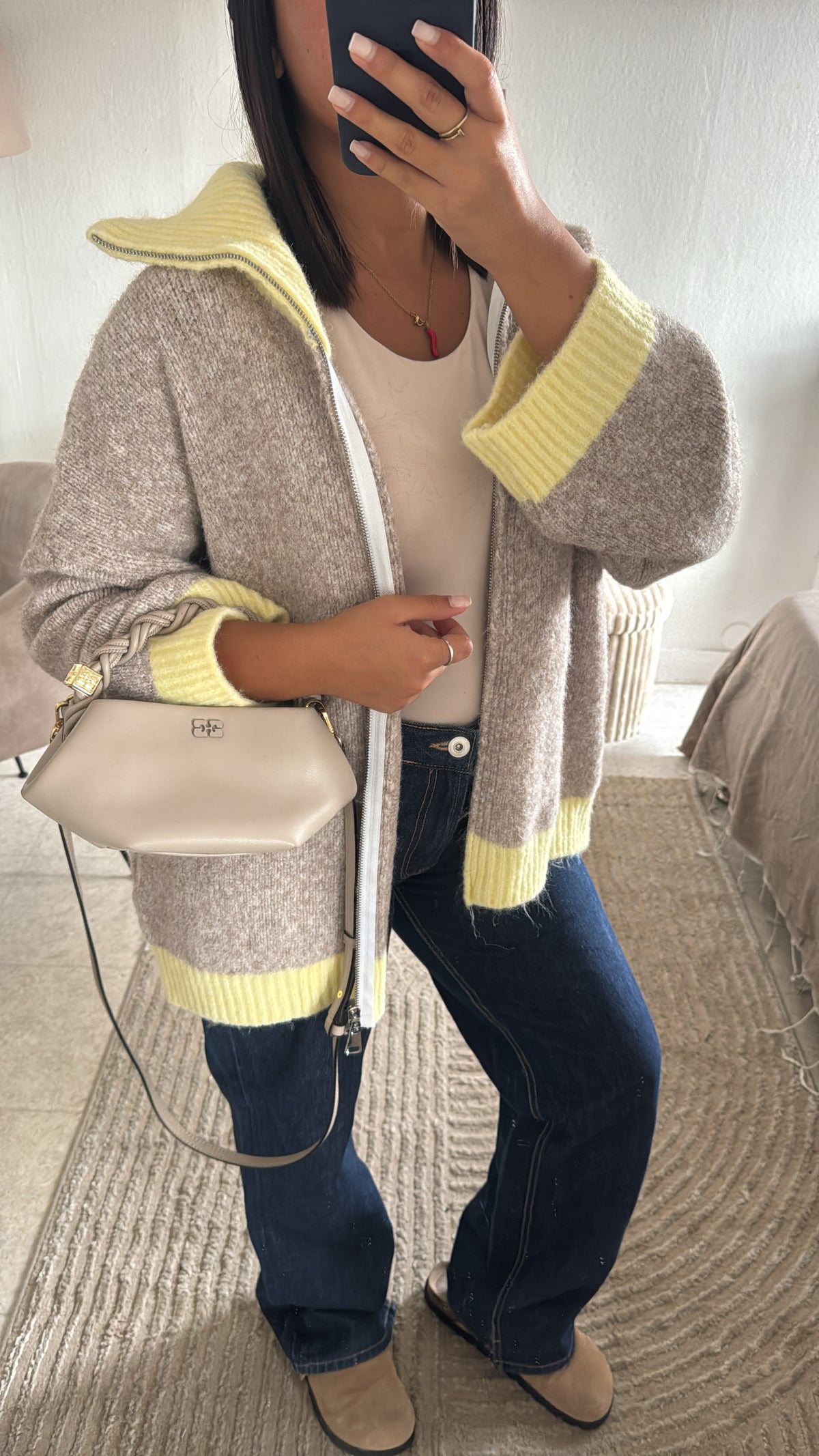 GILET BI COLOR INSPI ZARA CRÈME