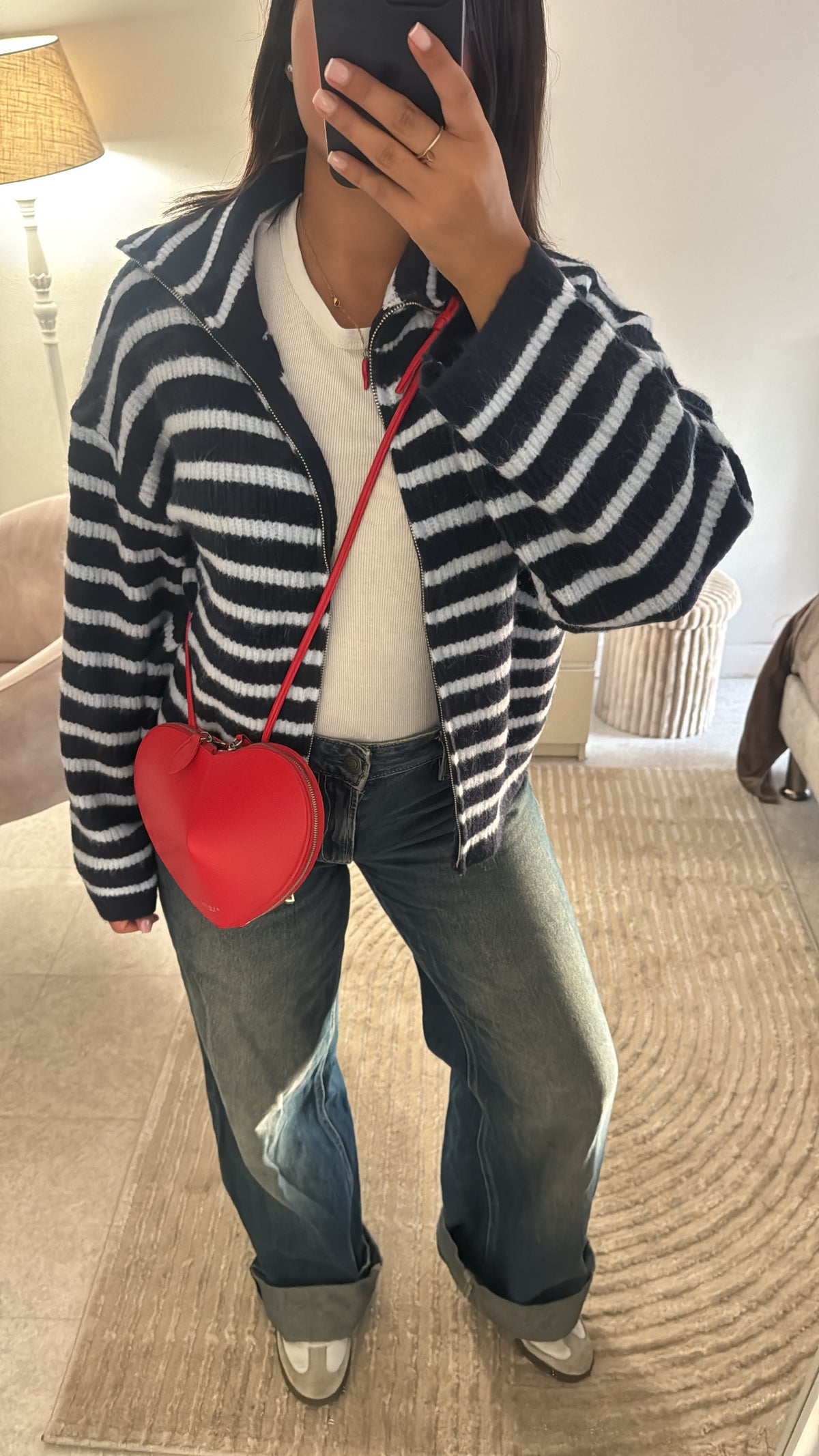 GILET À ZIP RAYÉ BLEU