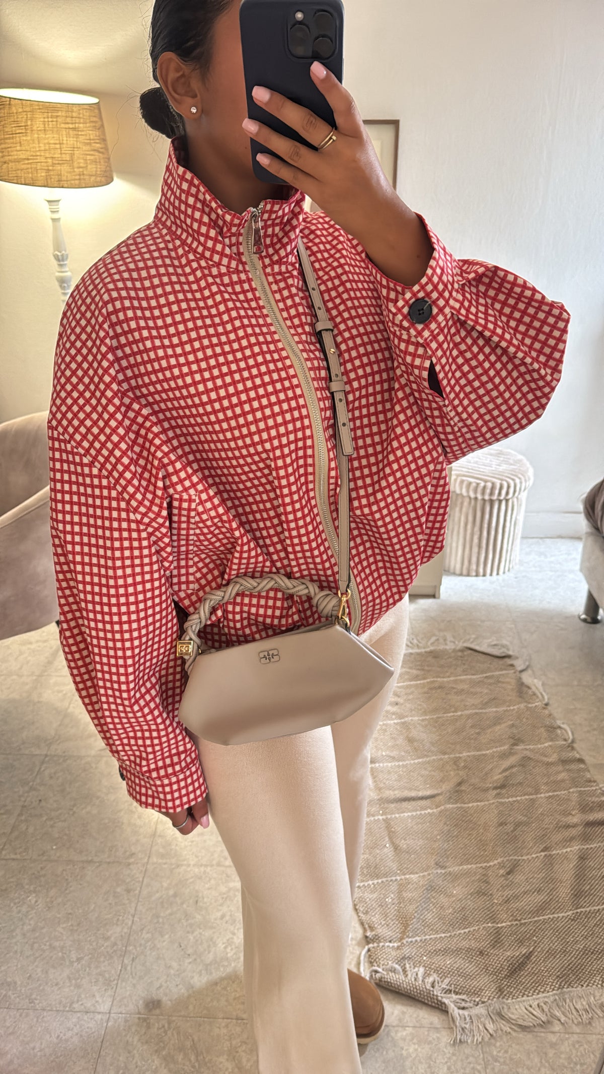VESTE À CARREAUX INSPI ZARA ROUGE