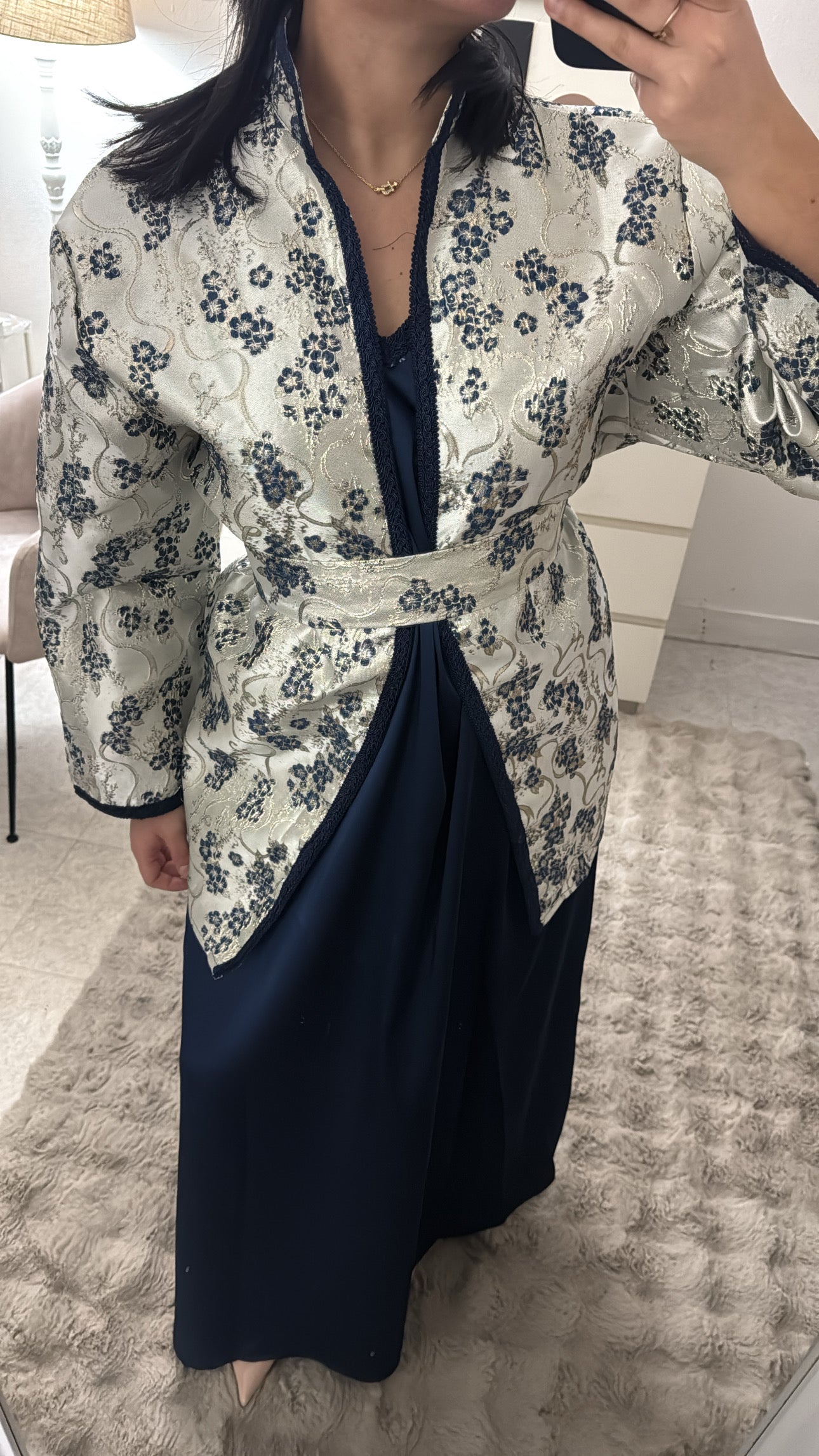 ENSEMBLE KIMONO ROBE BLEU