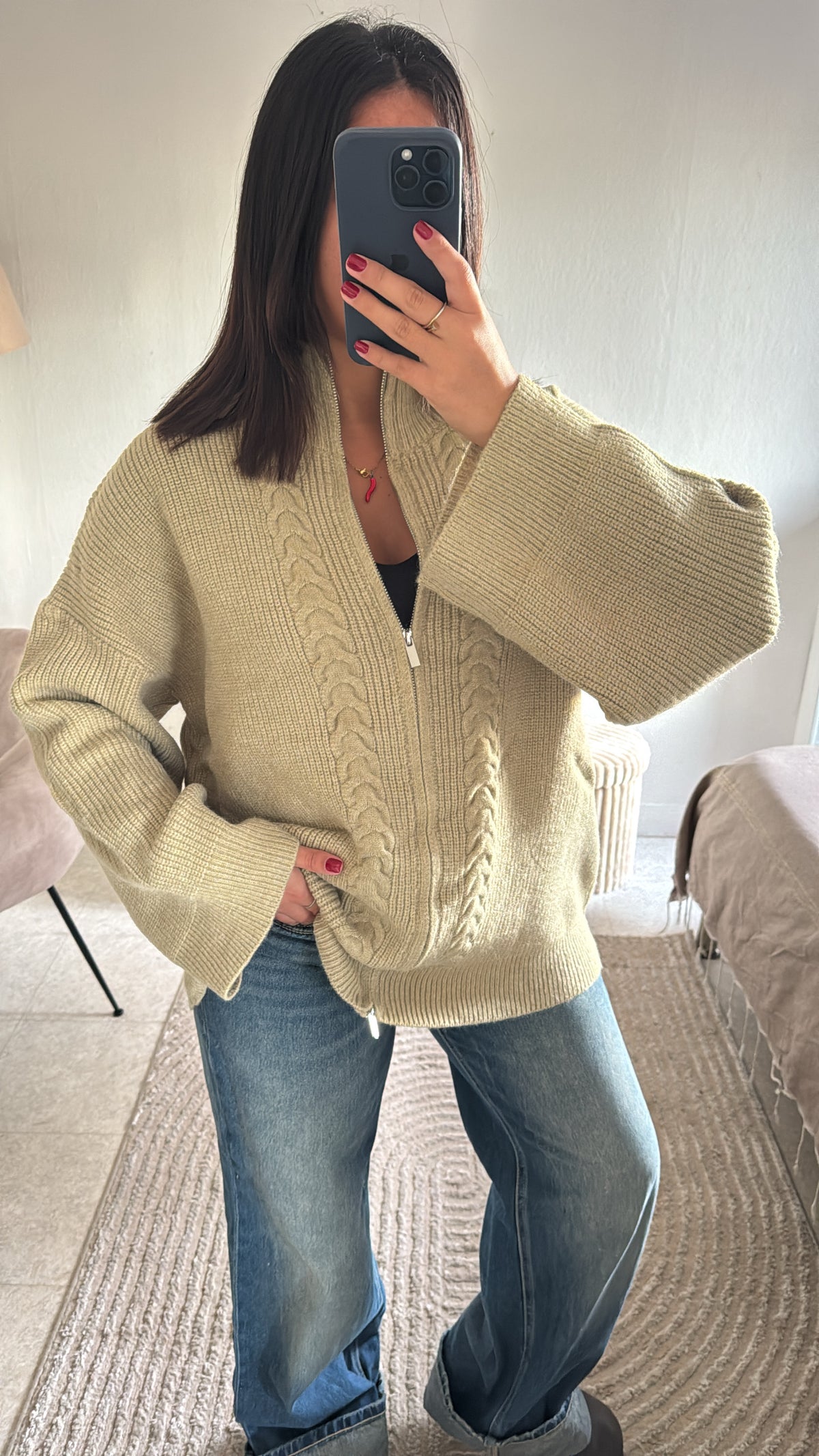 GILET TRICOT PISTACHE