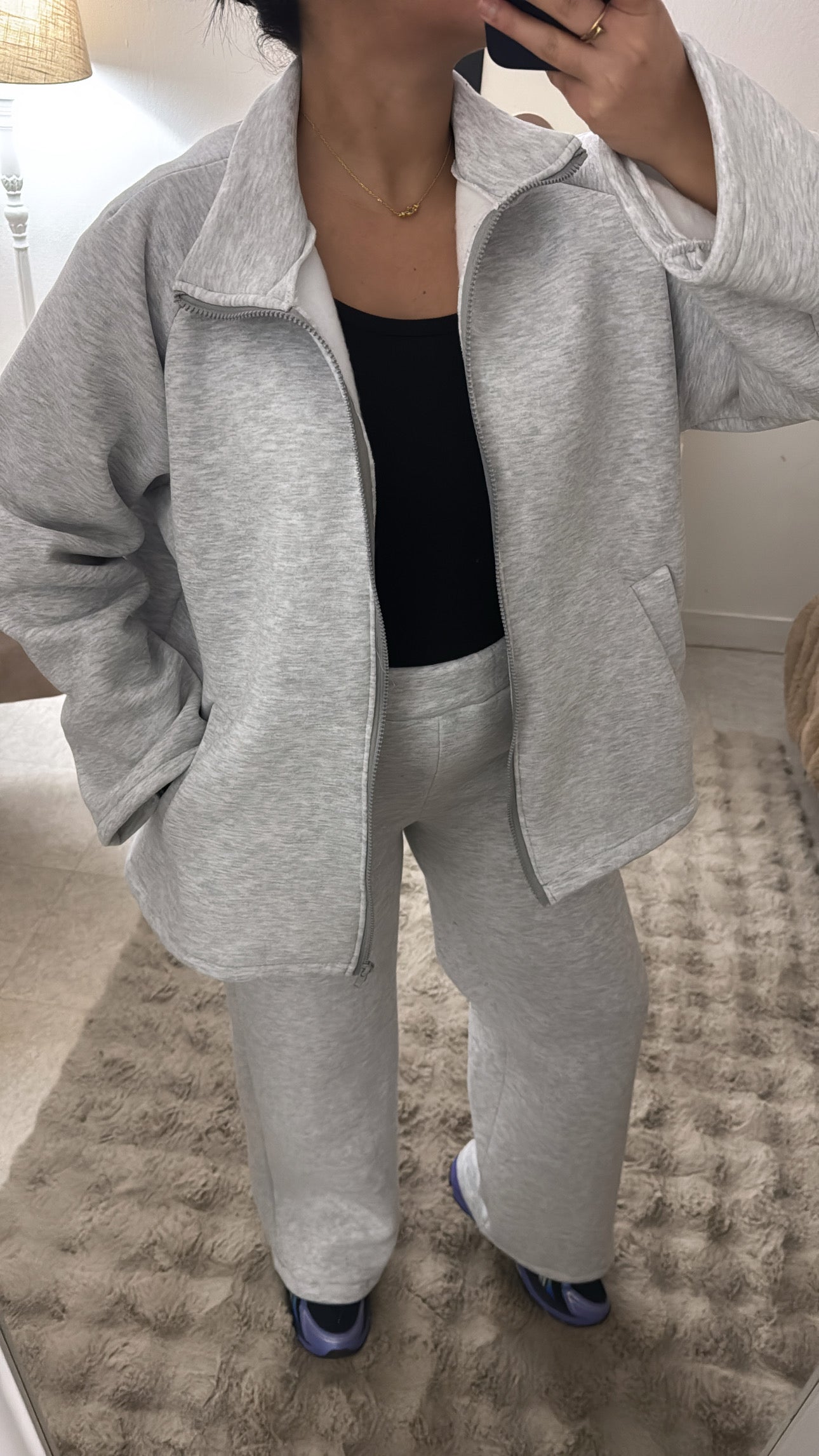 ENSEMBLE JOGGING À ZIP MOLLETONNÉ GRIS