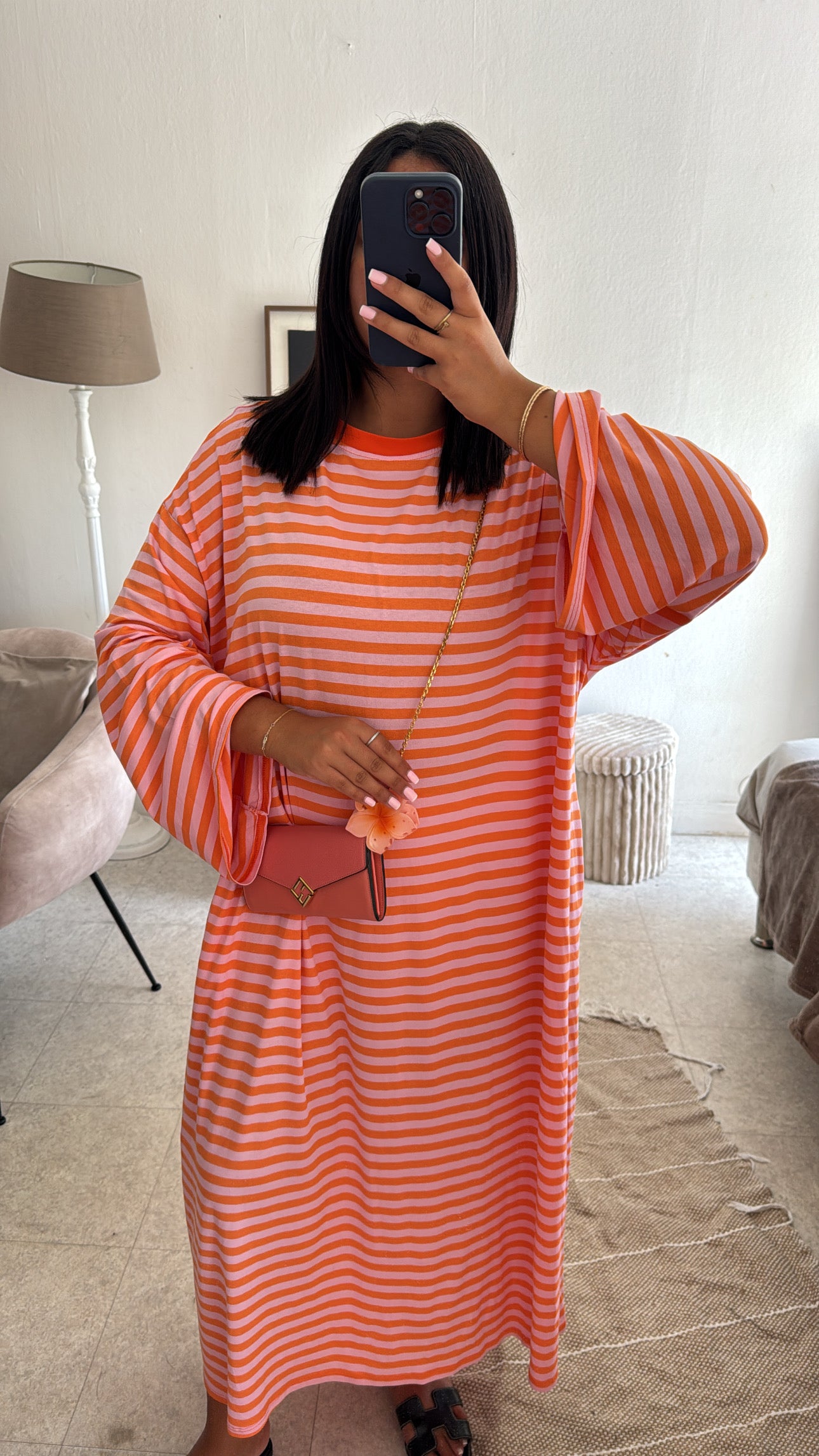 ROBE RAYÉE ROSE