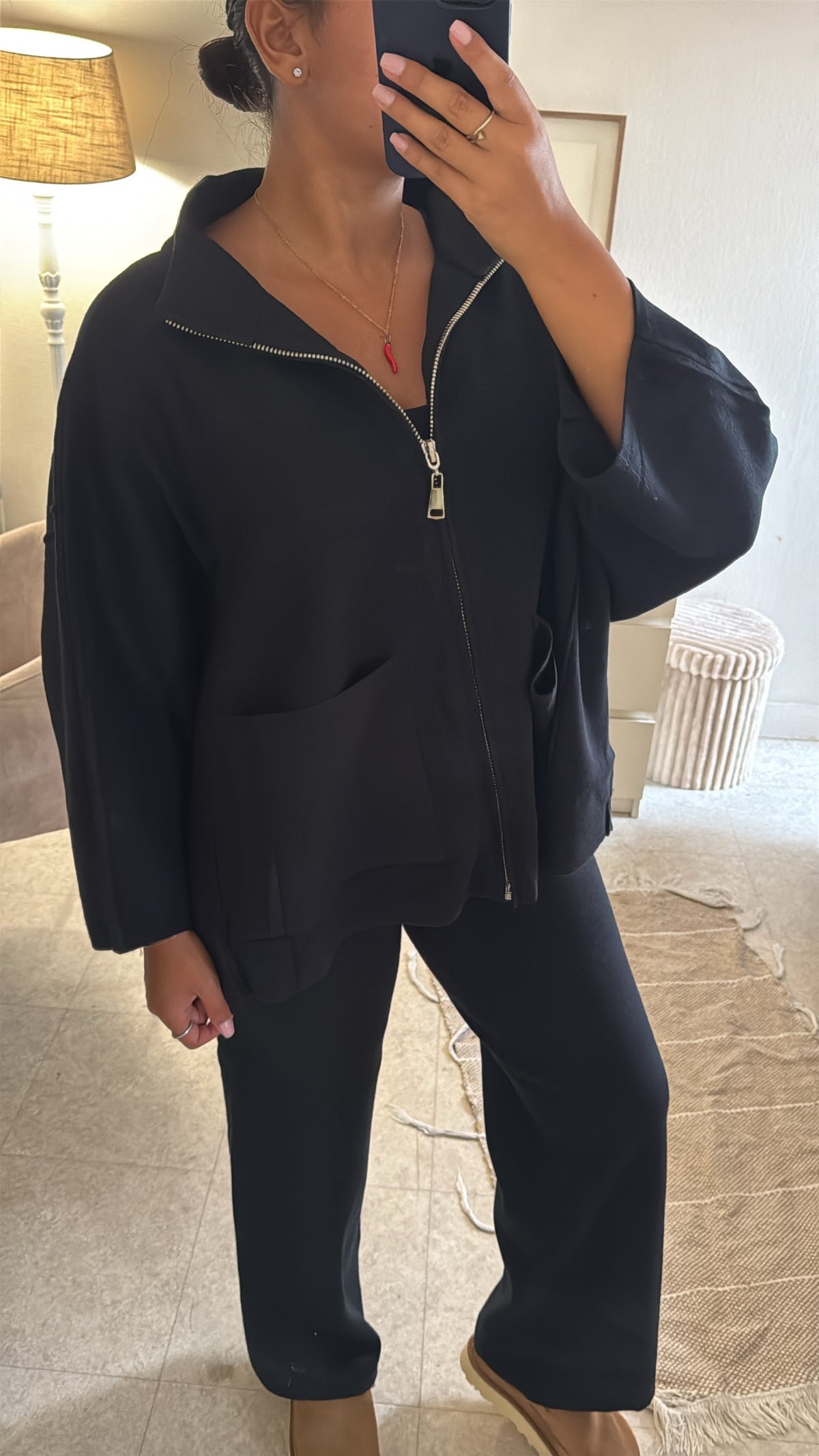 ENSEMBLE GILET À ZIP EN LAINE COSY NOIR