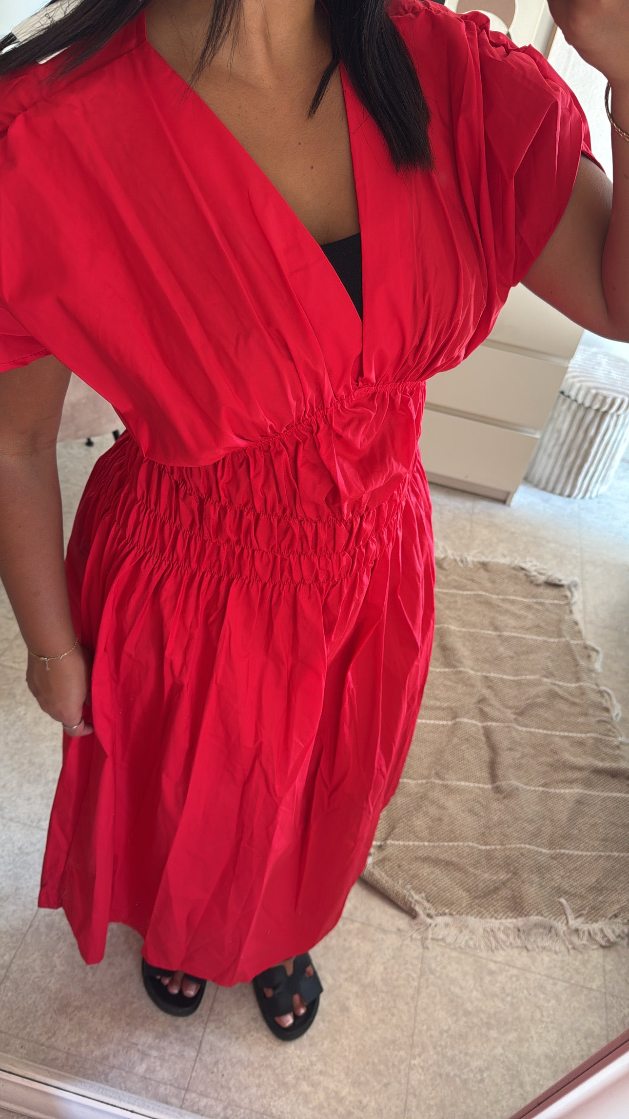 ROBE POPELINE ROUGE