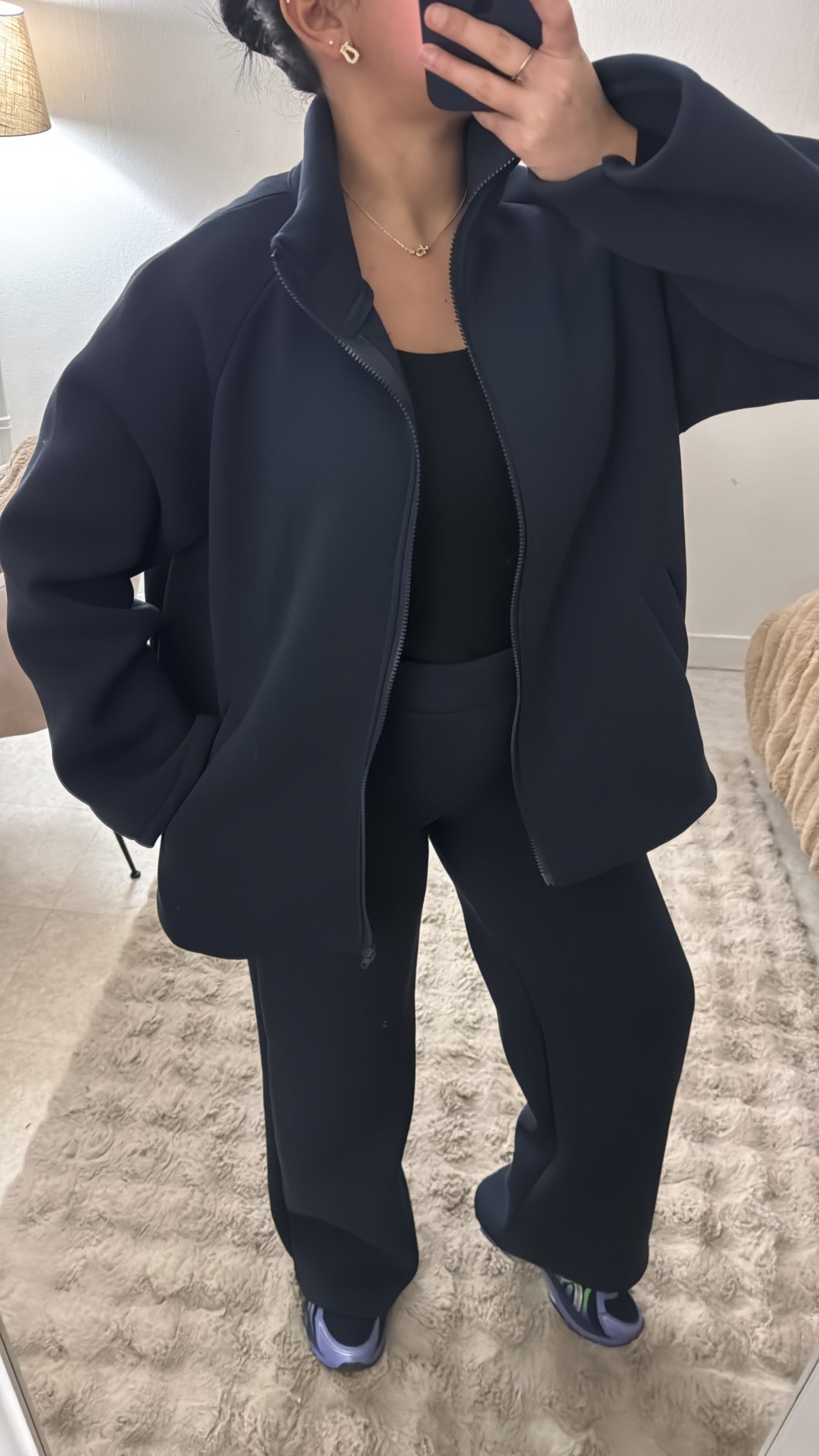 ENSEMBLE JOGGING À ZIP MOLLETONNÉ MARINE