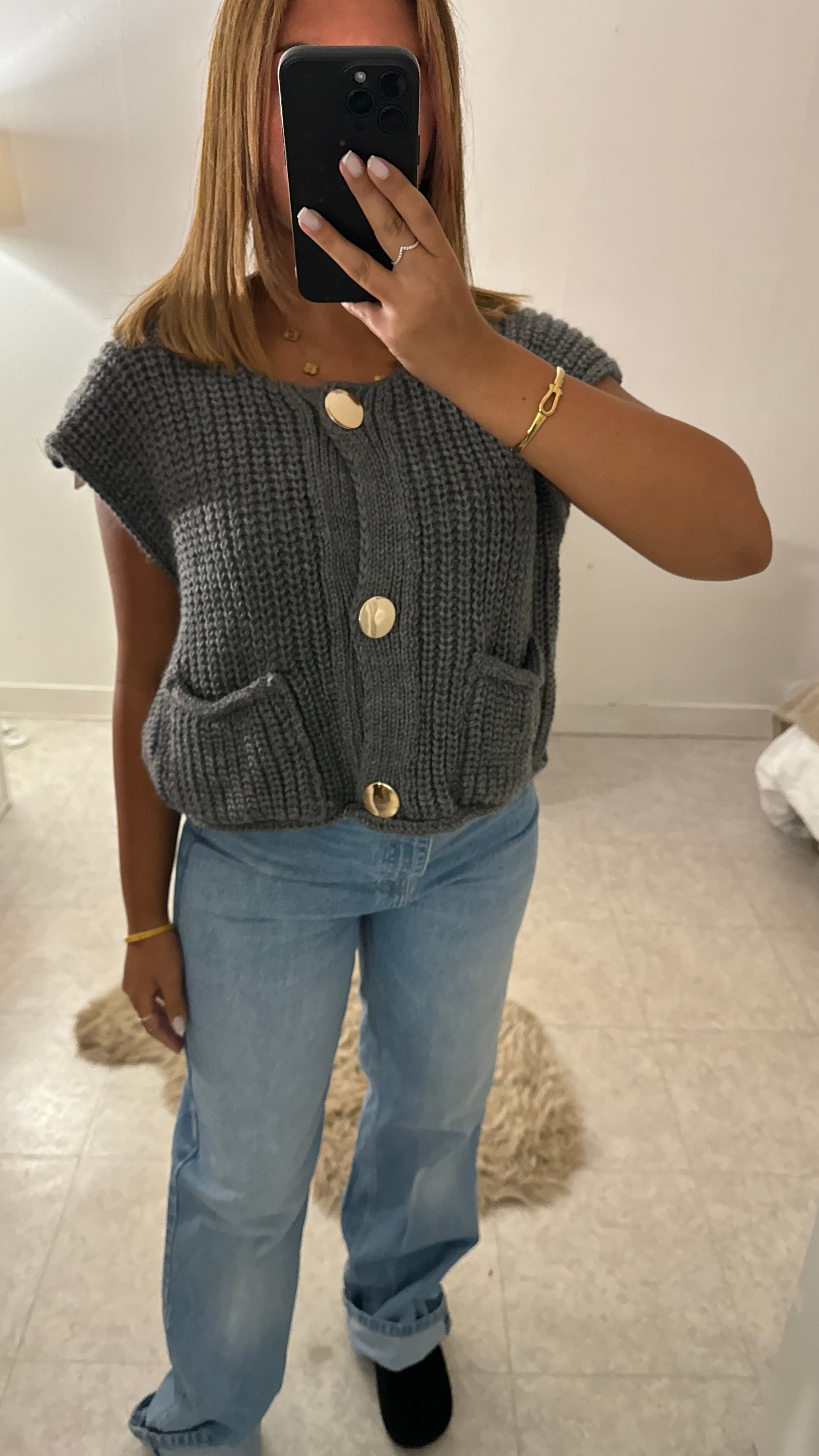 GILET EN MAILLE INSPI Z GRIS