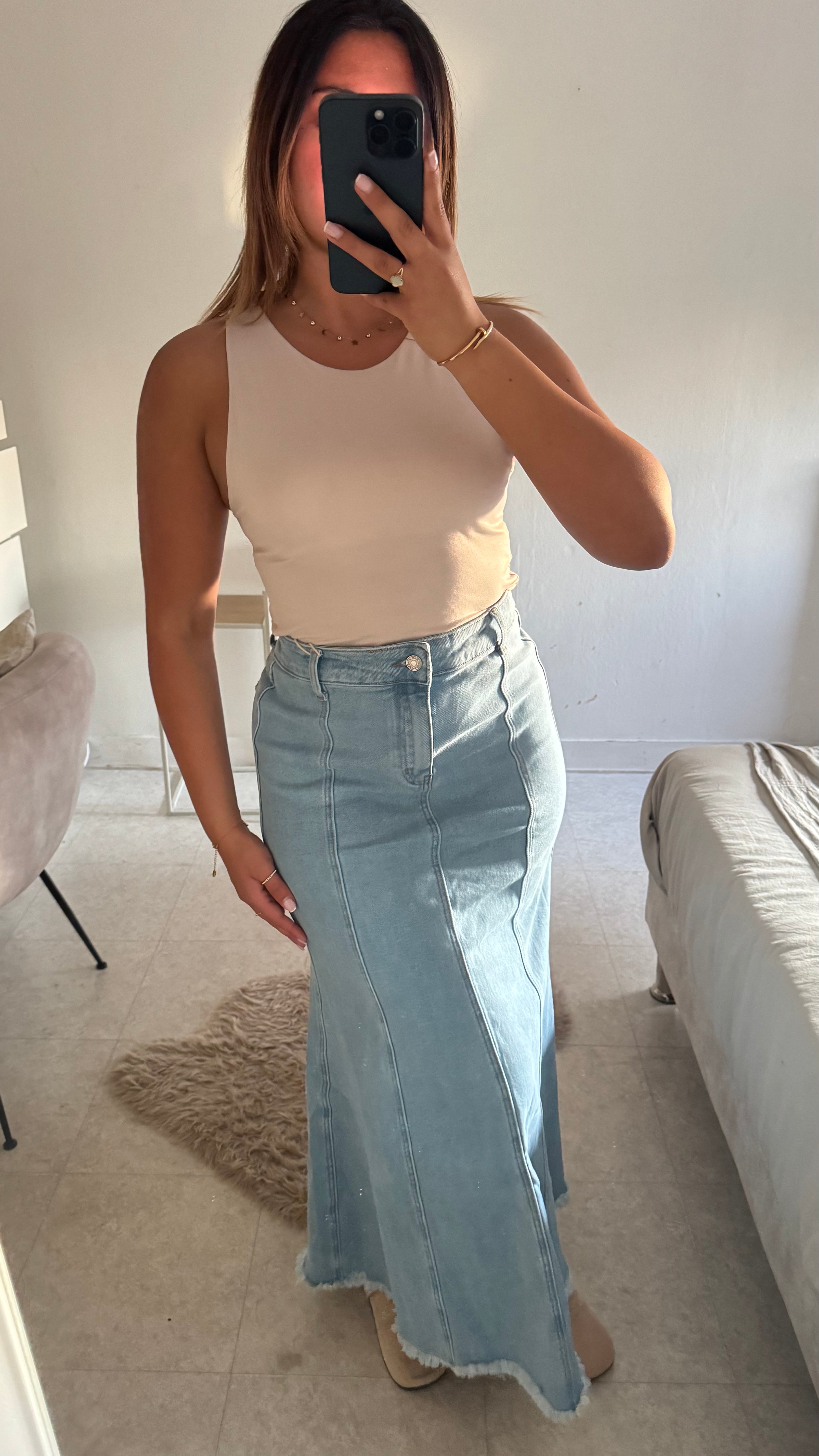 JUPE EN JEANS SANS FENTE