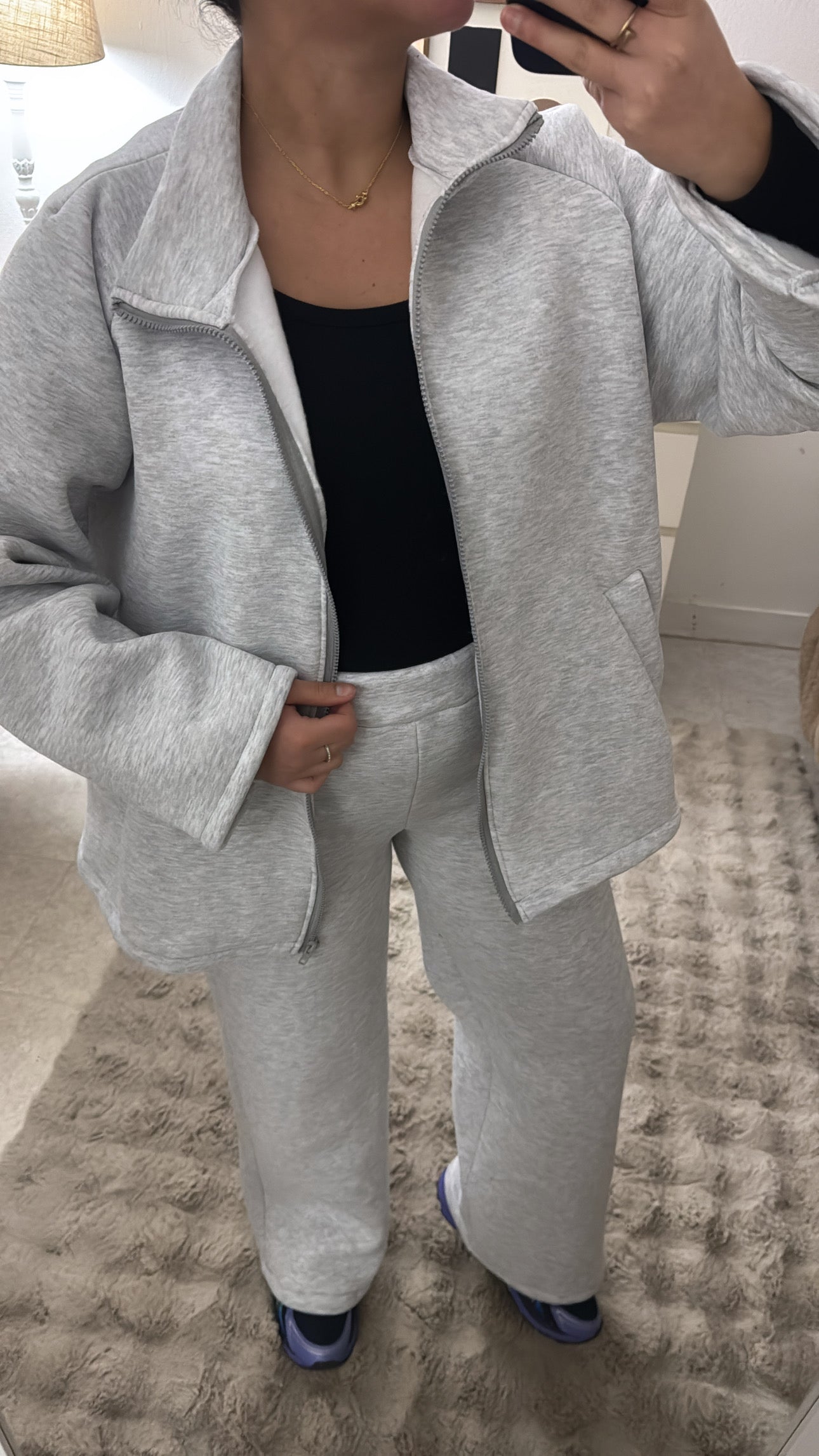 ENSEMBLE JOGGING À ZIP MOLLETONNÉ GRIS
