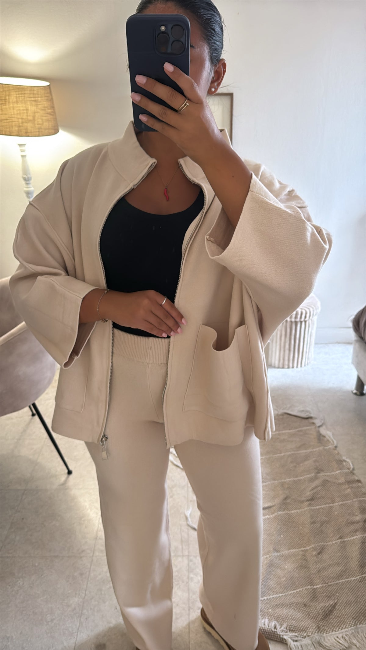 ENSEMBLE GILET À ZIP EN LAINE COSY BEIGE