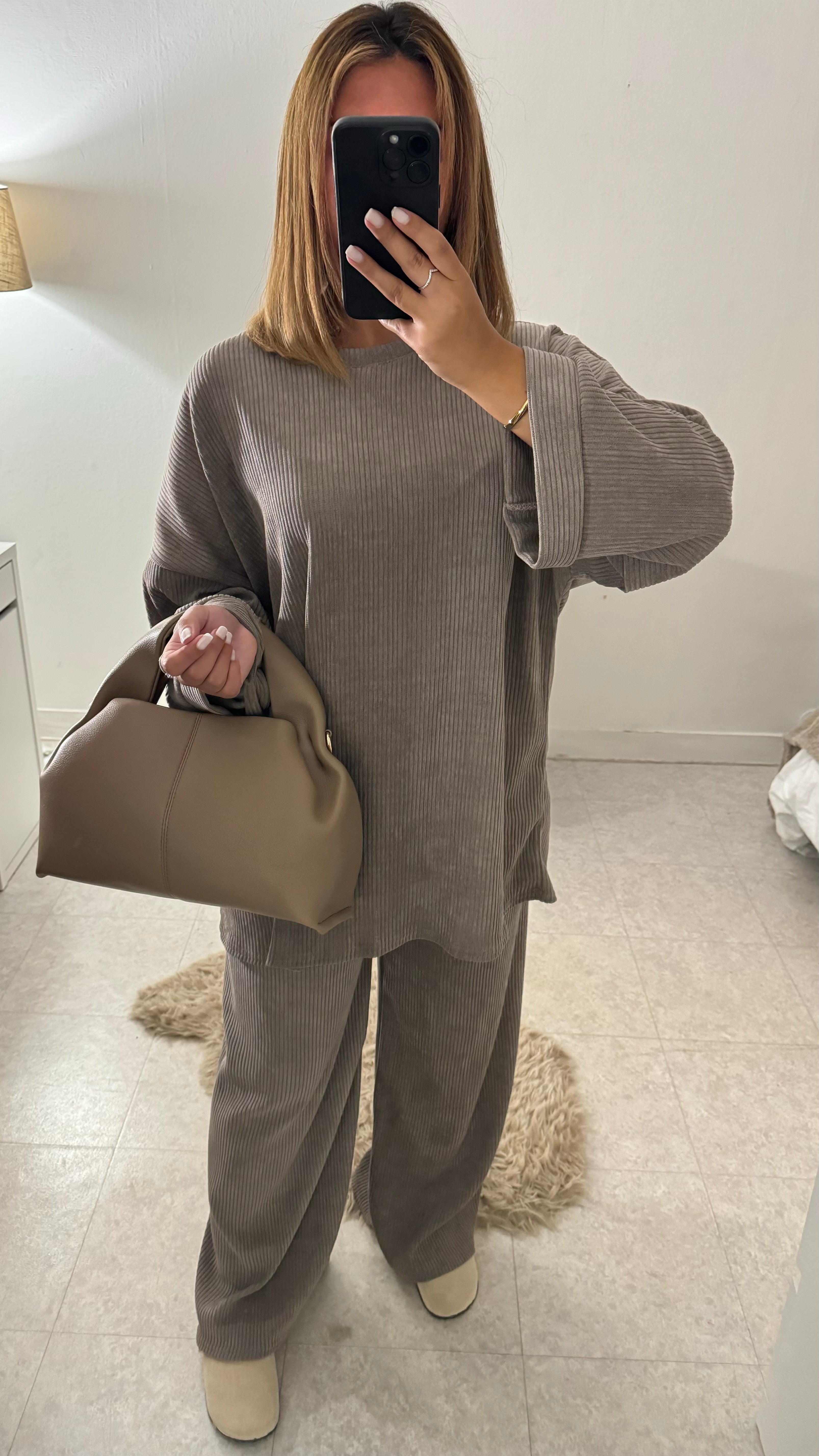 ENSEMBLE VELOURS TAUPE