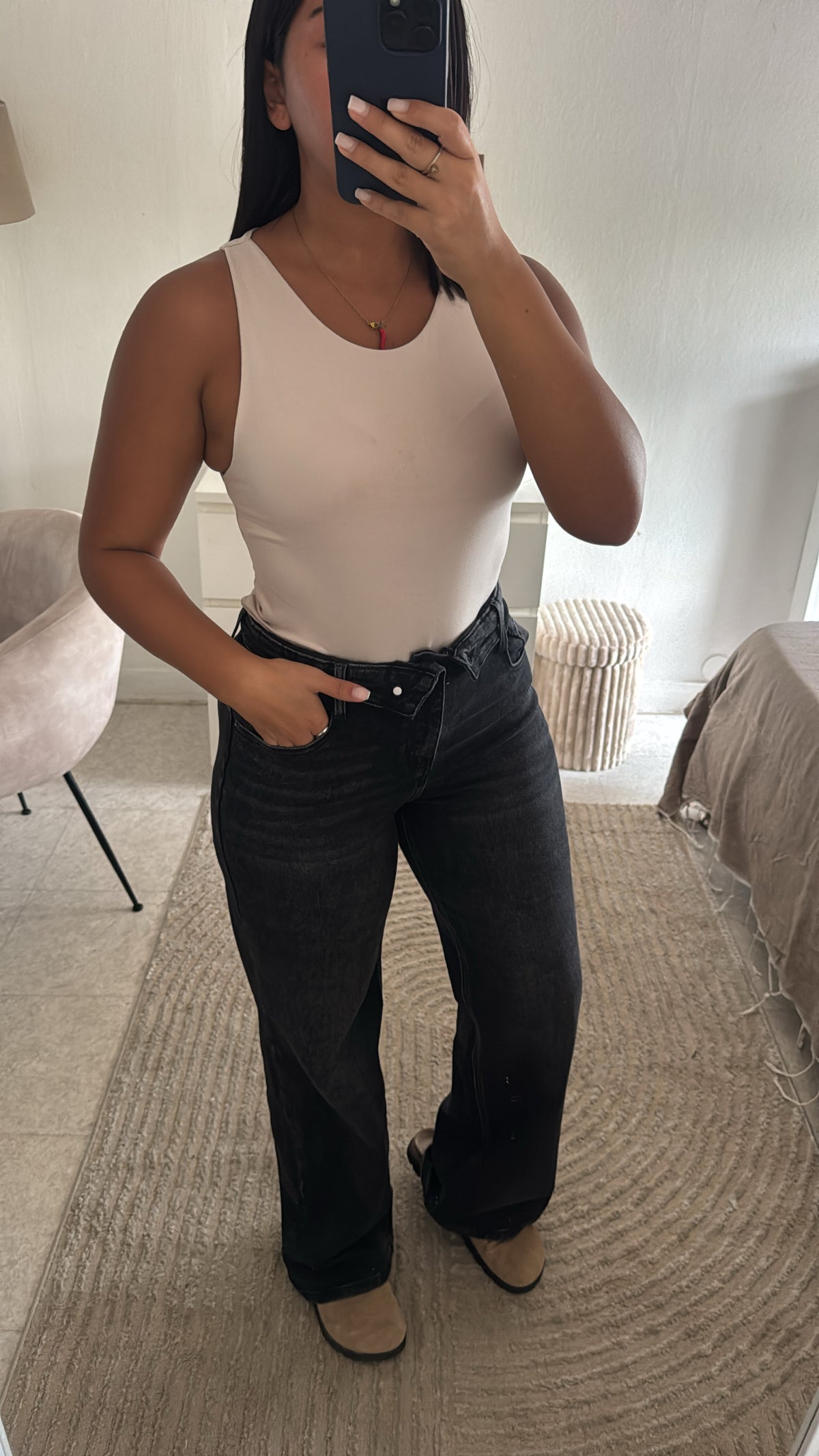 JEANS RENVERS INSPI ZARA NOIR