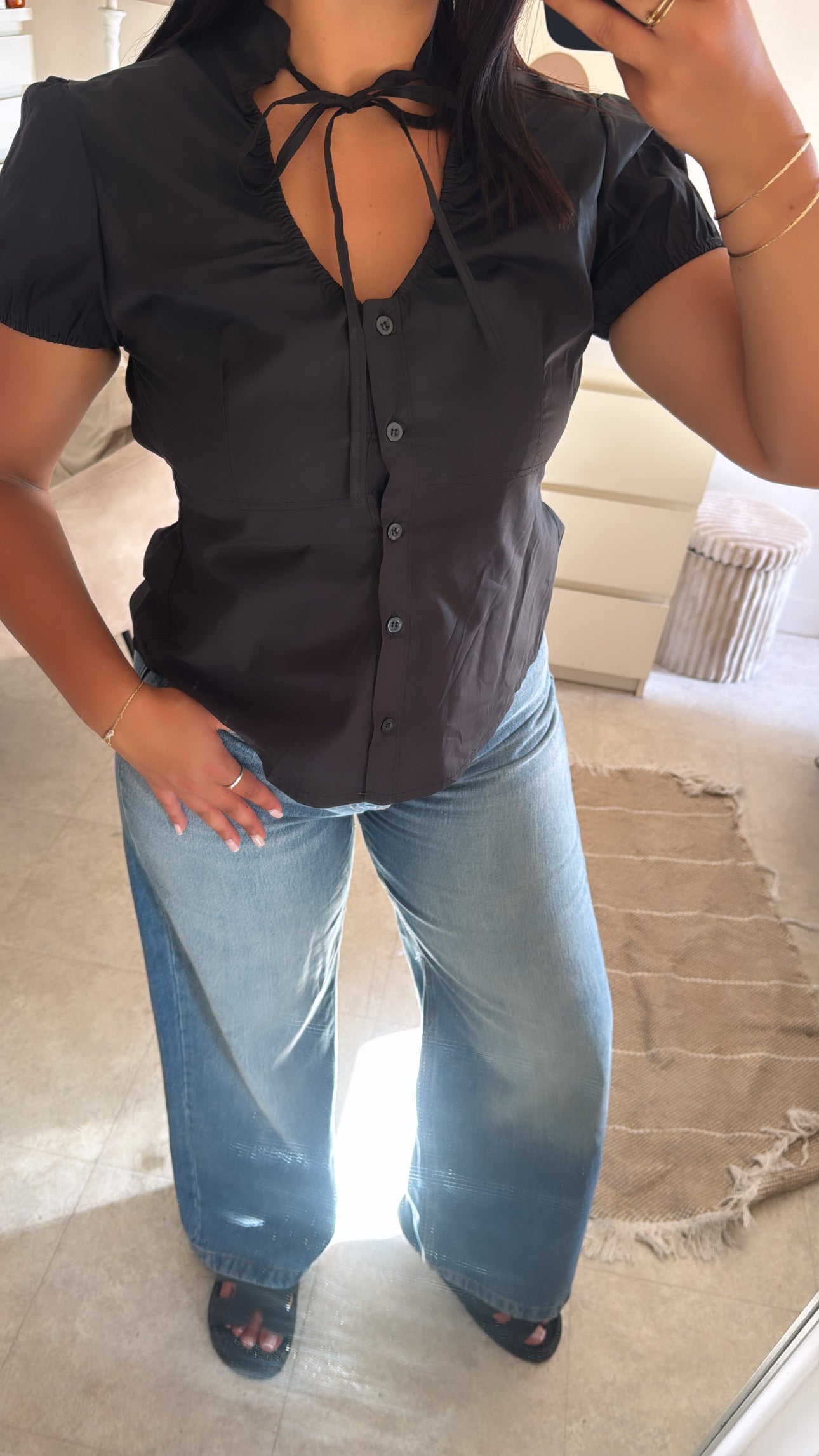 HAUT POPELINE INSPI ZARA NOIR