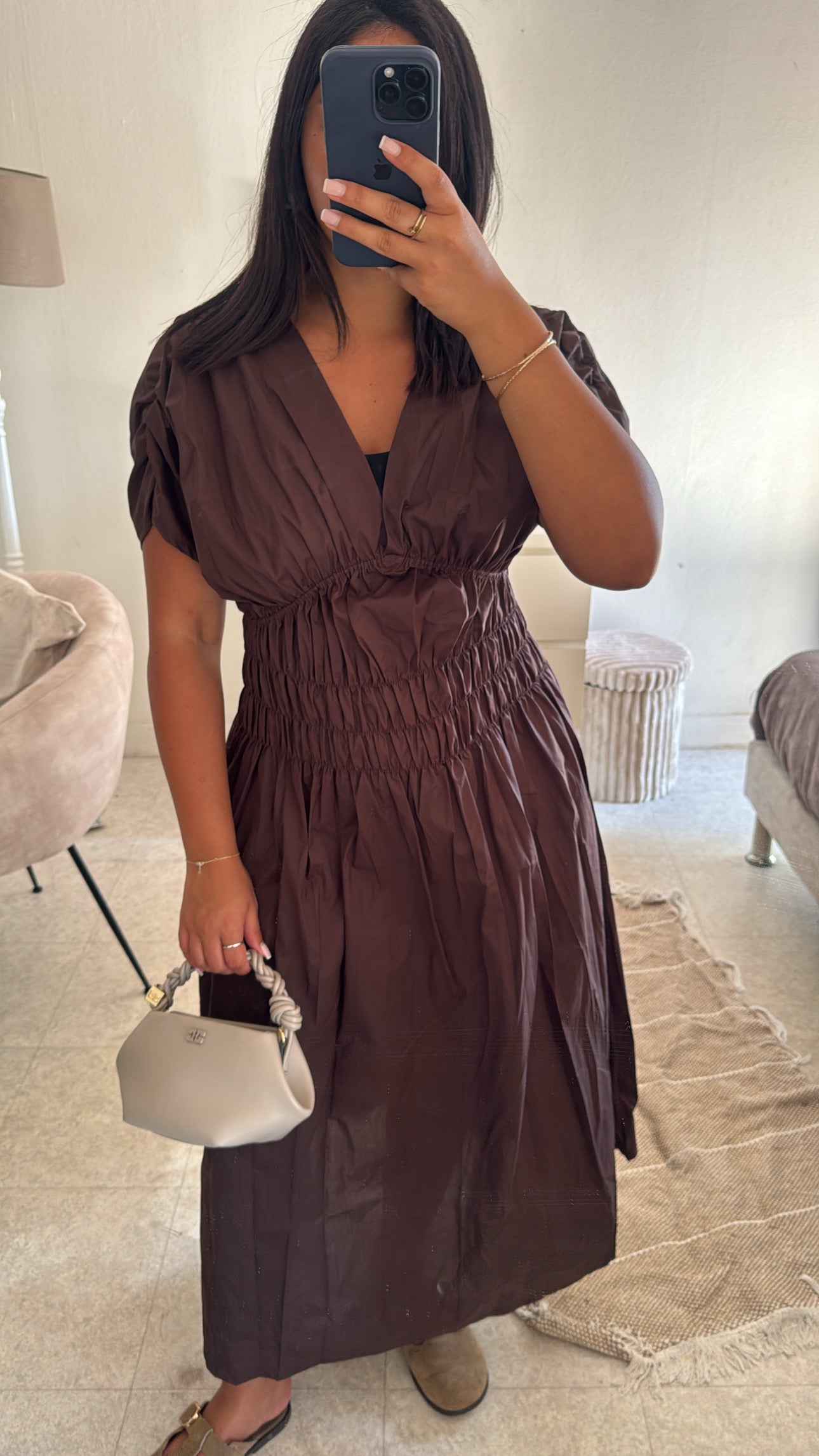 ROBE POPELINE MARRON