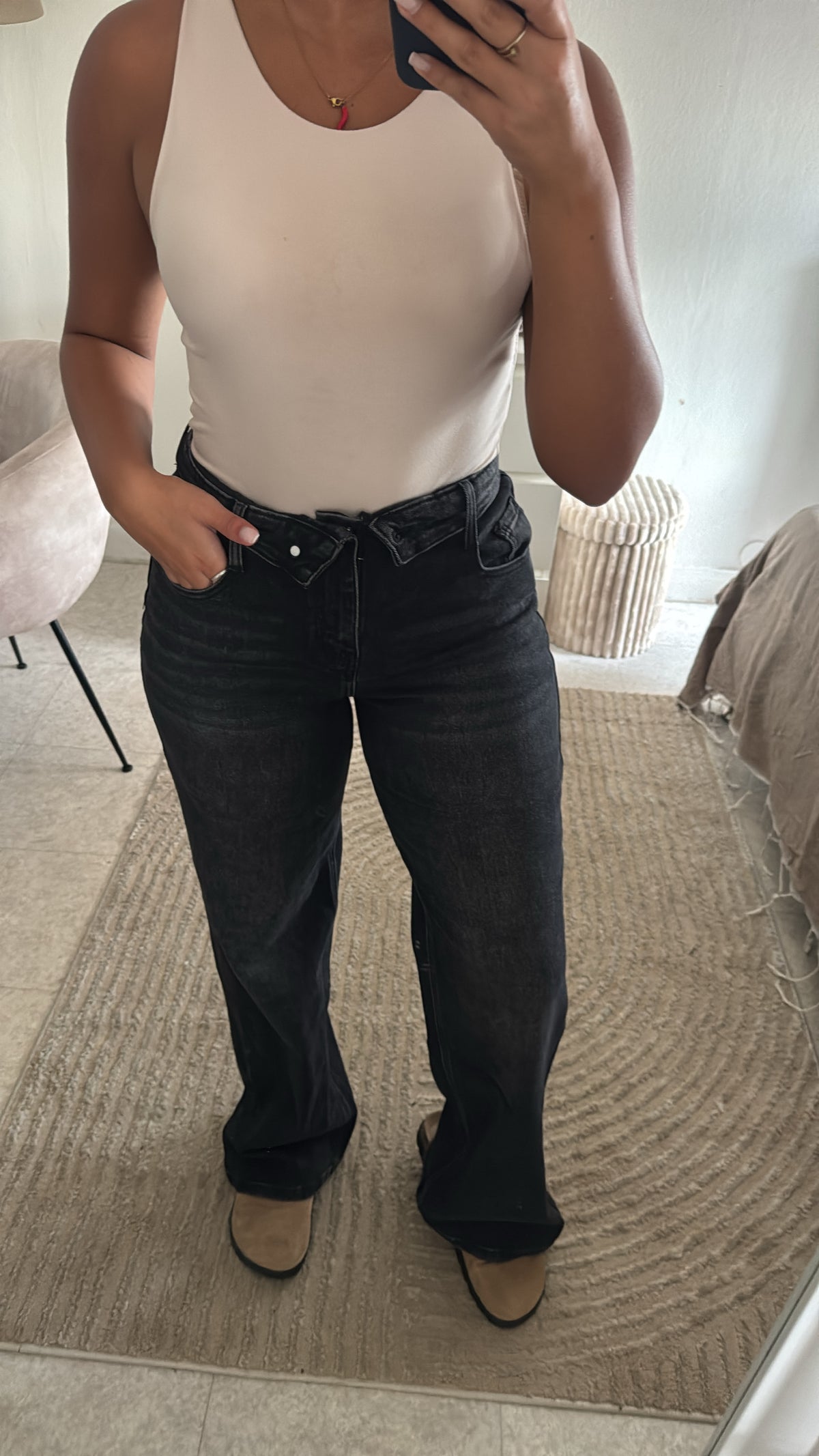 JEANS RENVERS INSPI ZARA NOIR