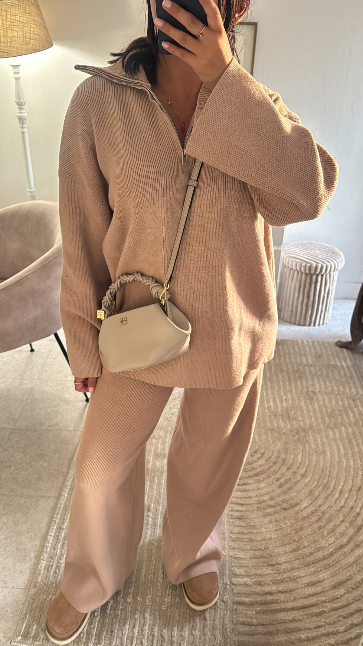 ENSEMBLE À ZIP MAILLE CAMEL