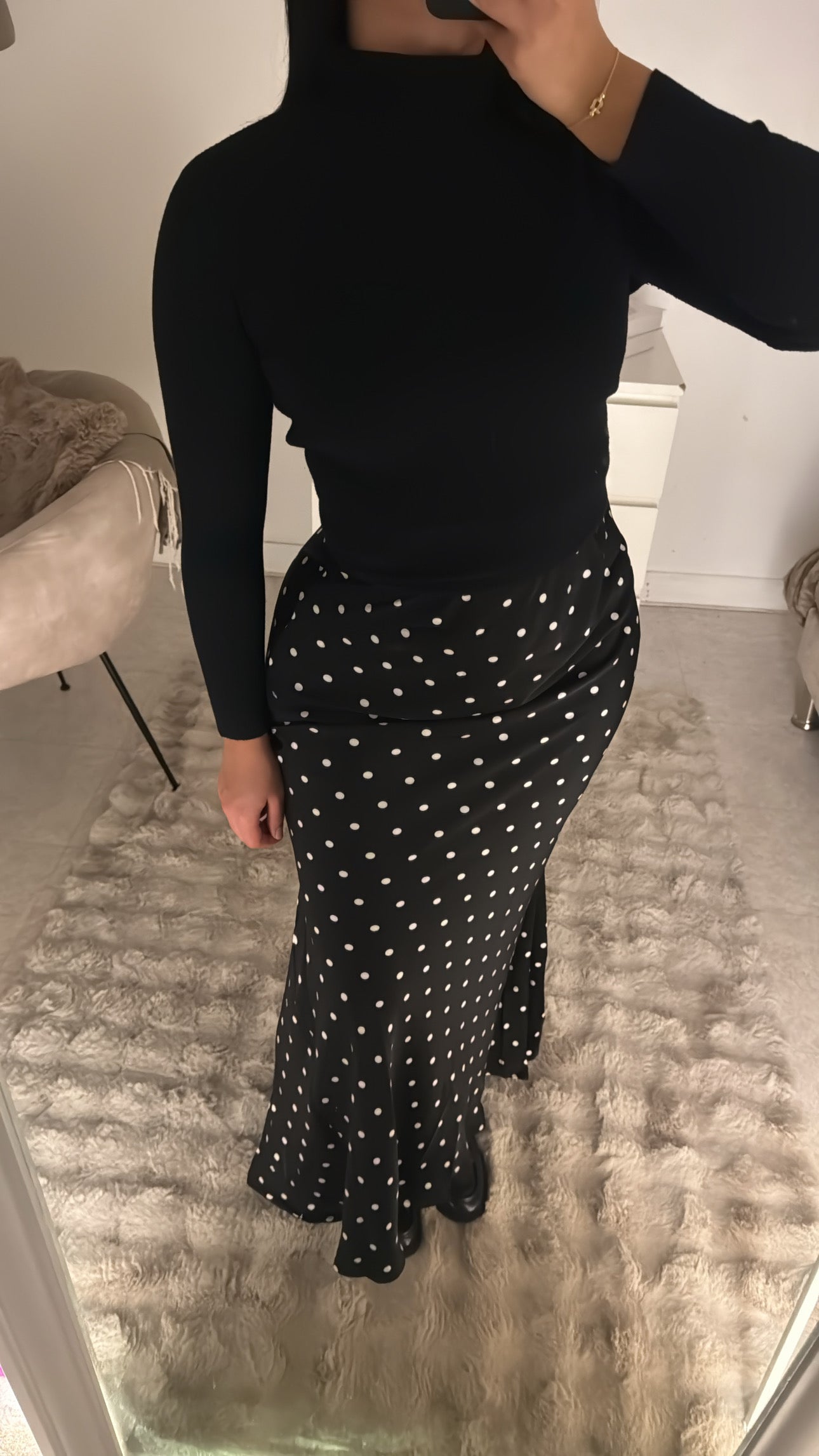 JUPE À POIS INSPI ZARA NOIRE