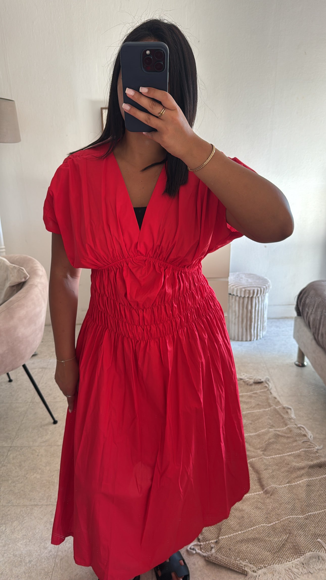 ROBE POPELINE ROUGE