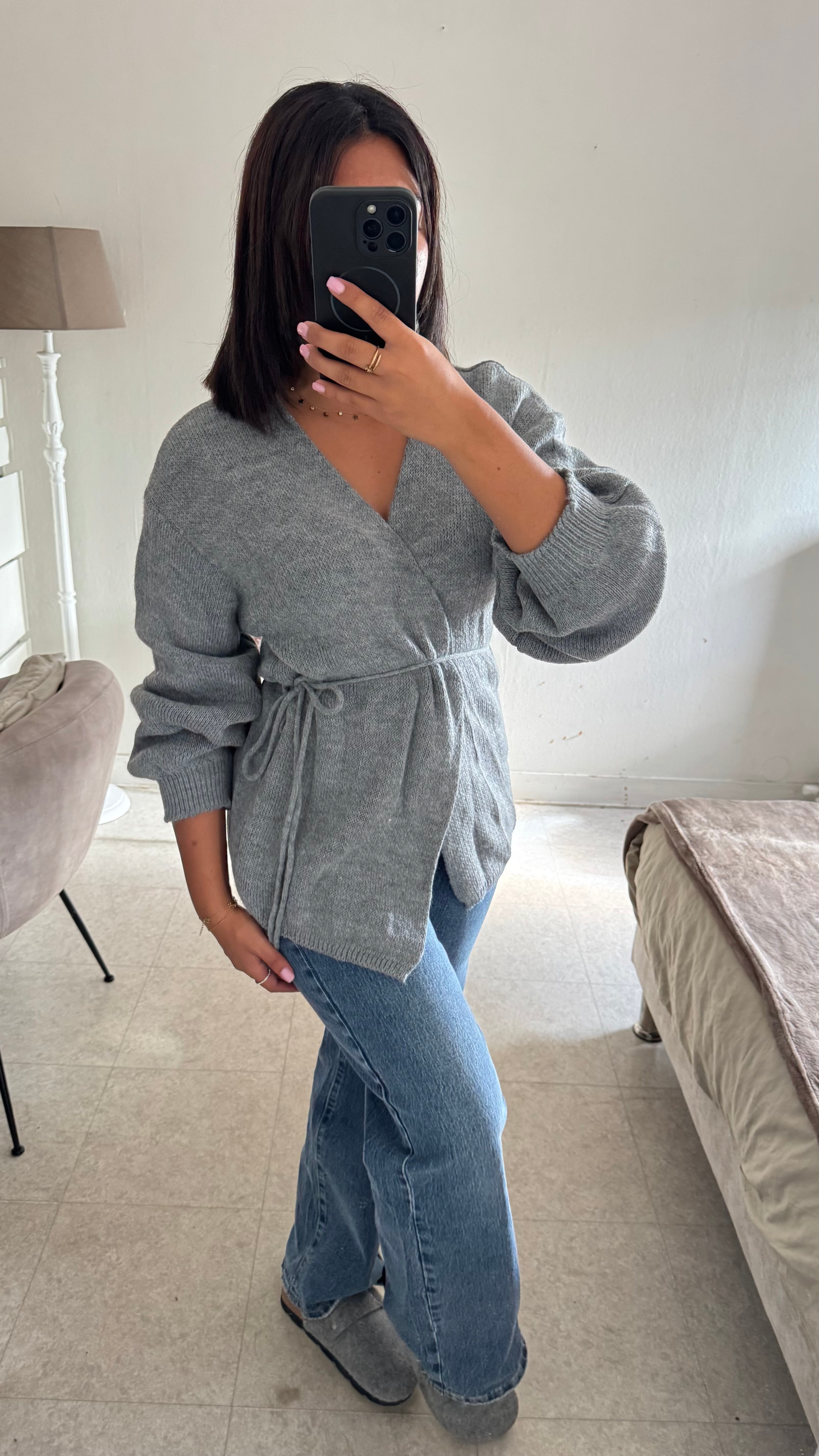 GILET NOUÉE GRIS