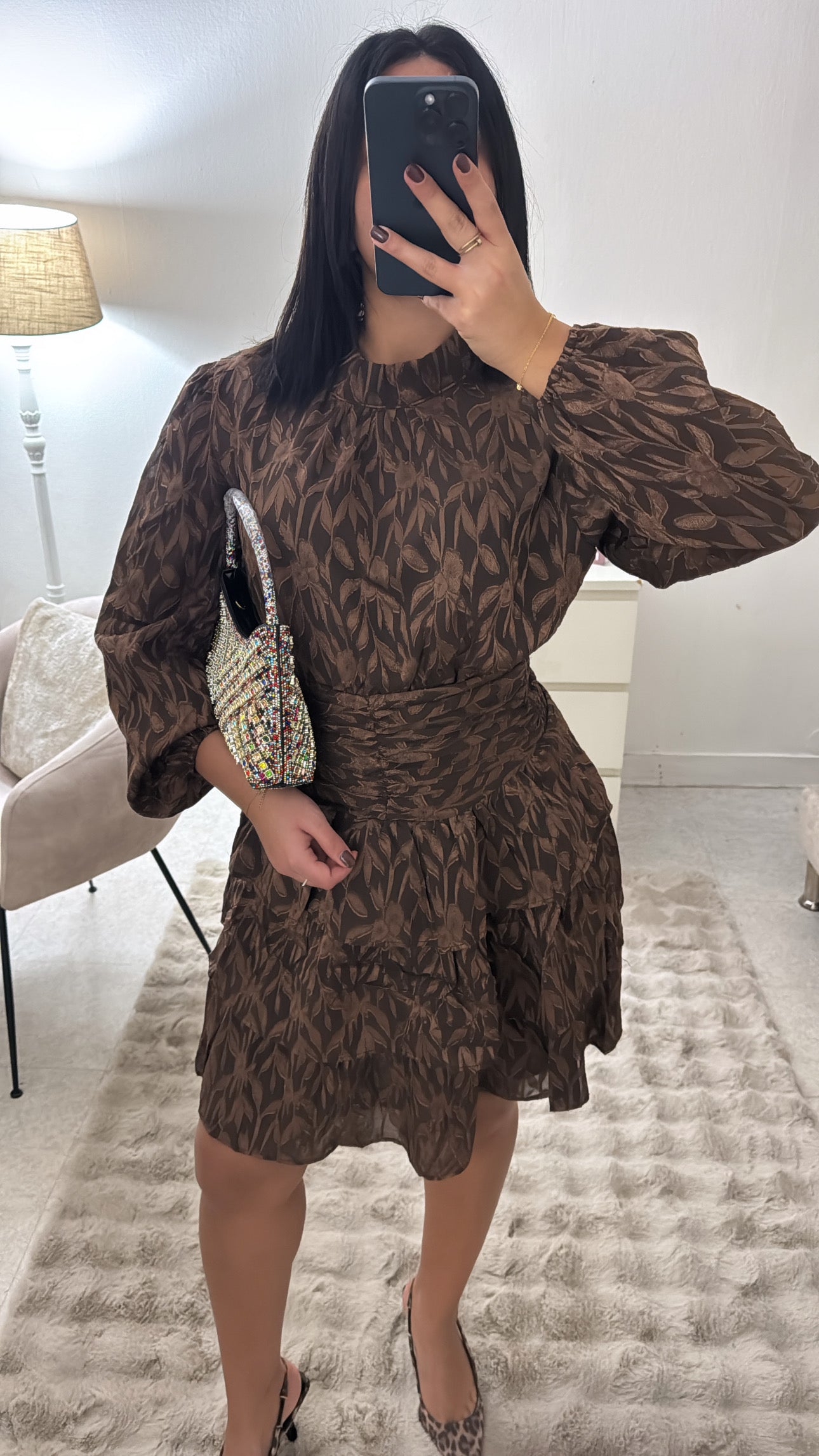 ROBE FROU FROU MARRON