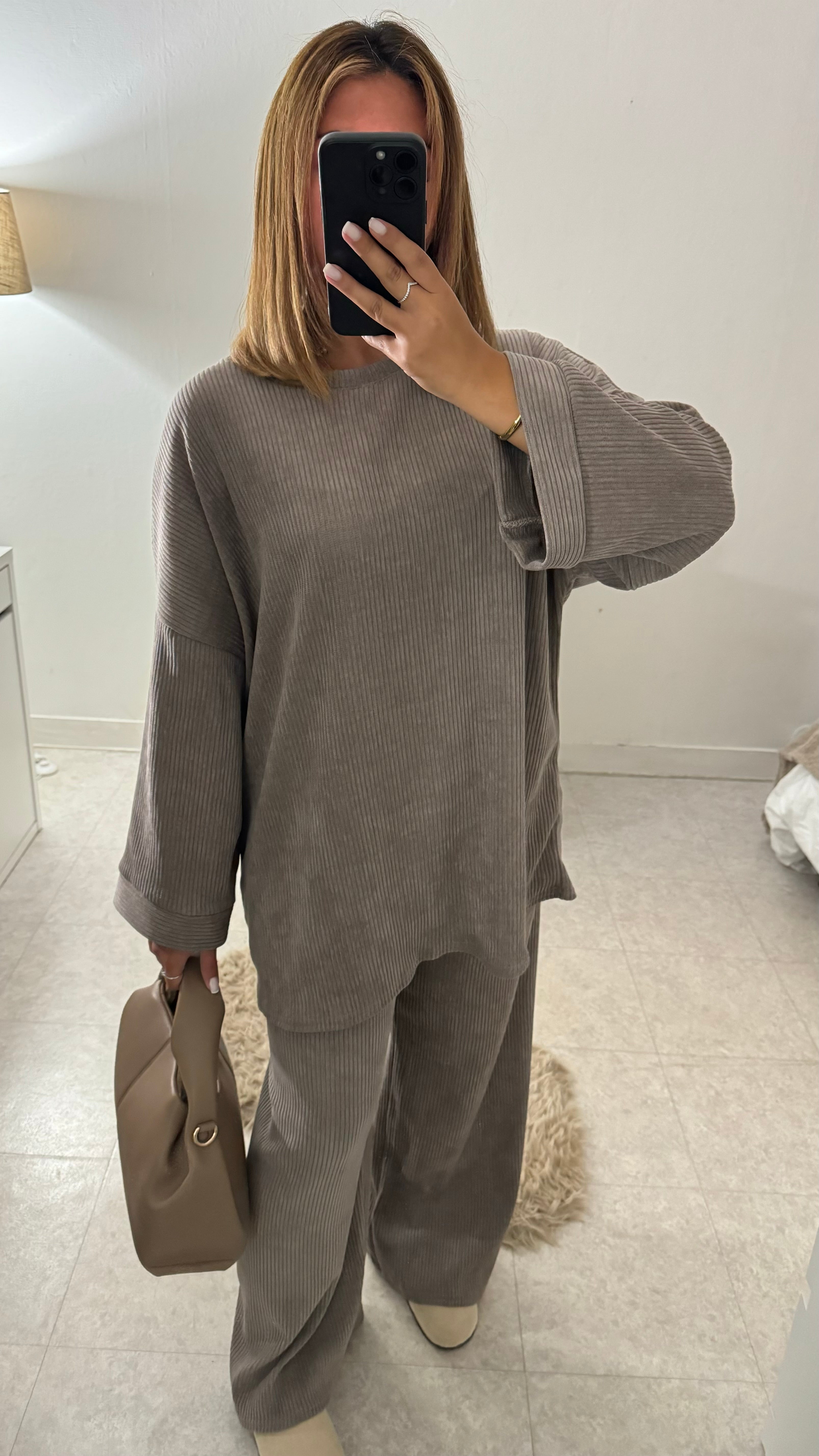 ENSEMBLE VELOURS TAUPE