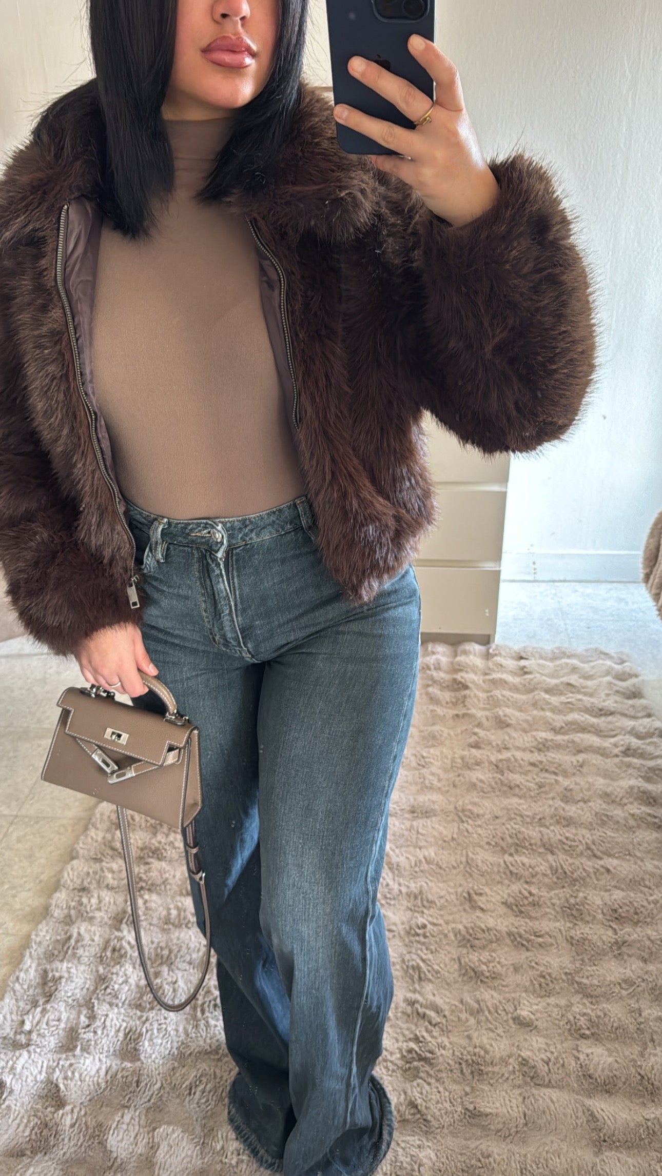 FOURRURE COURTE MARRON