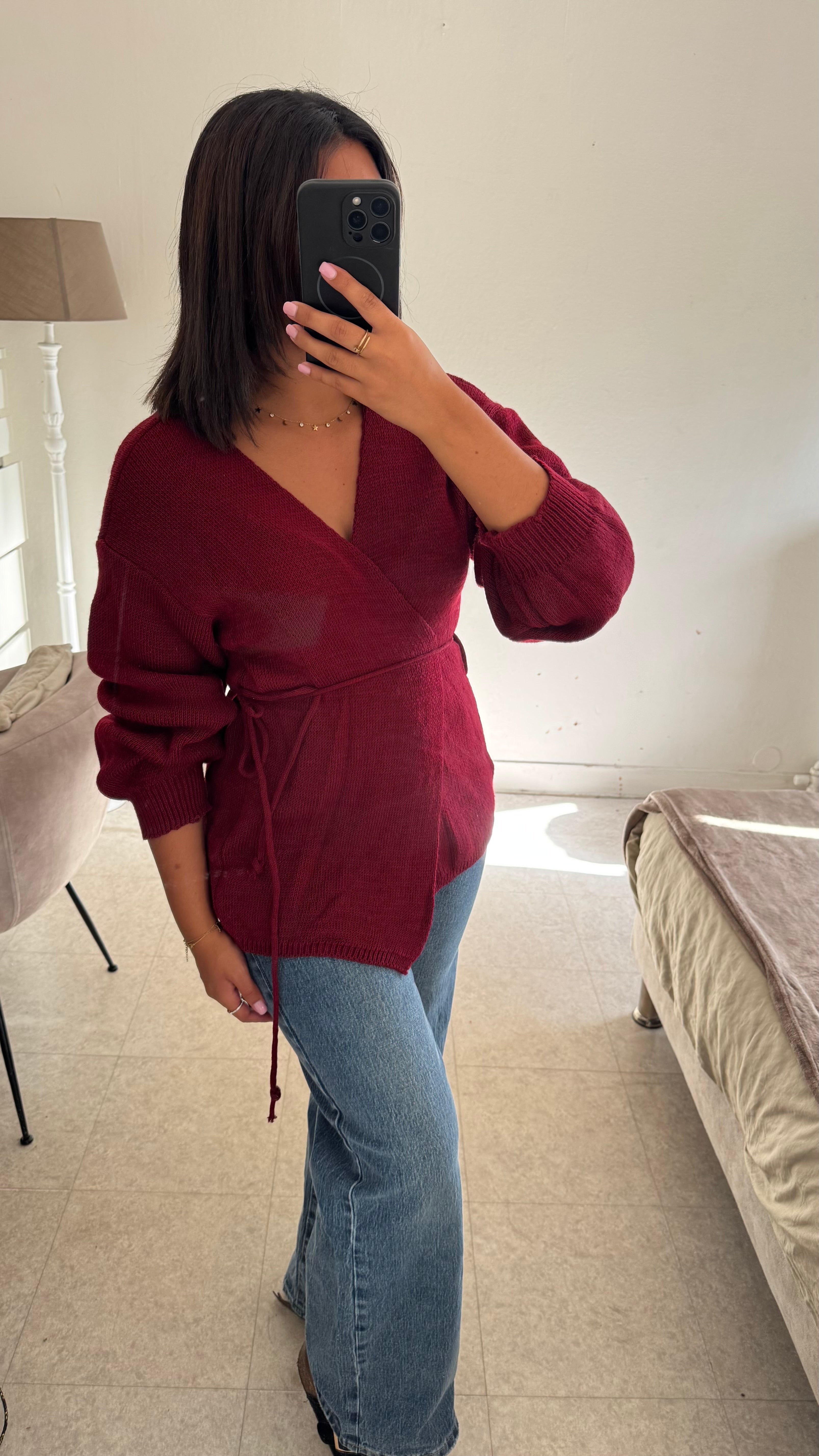 GILET NOUÉE BORDEAUX
