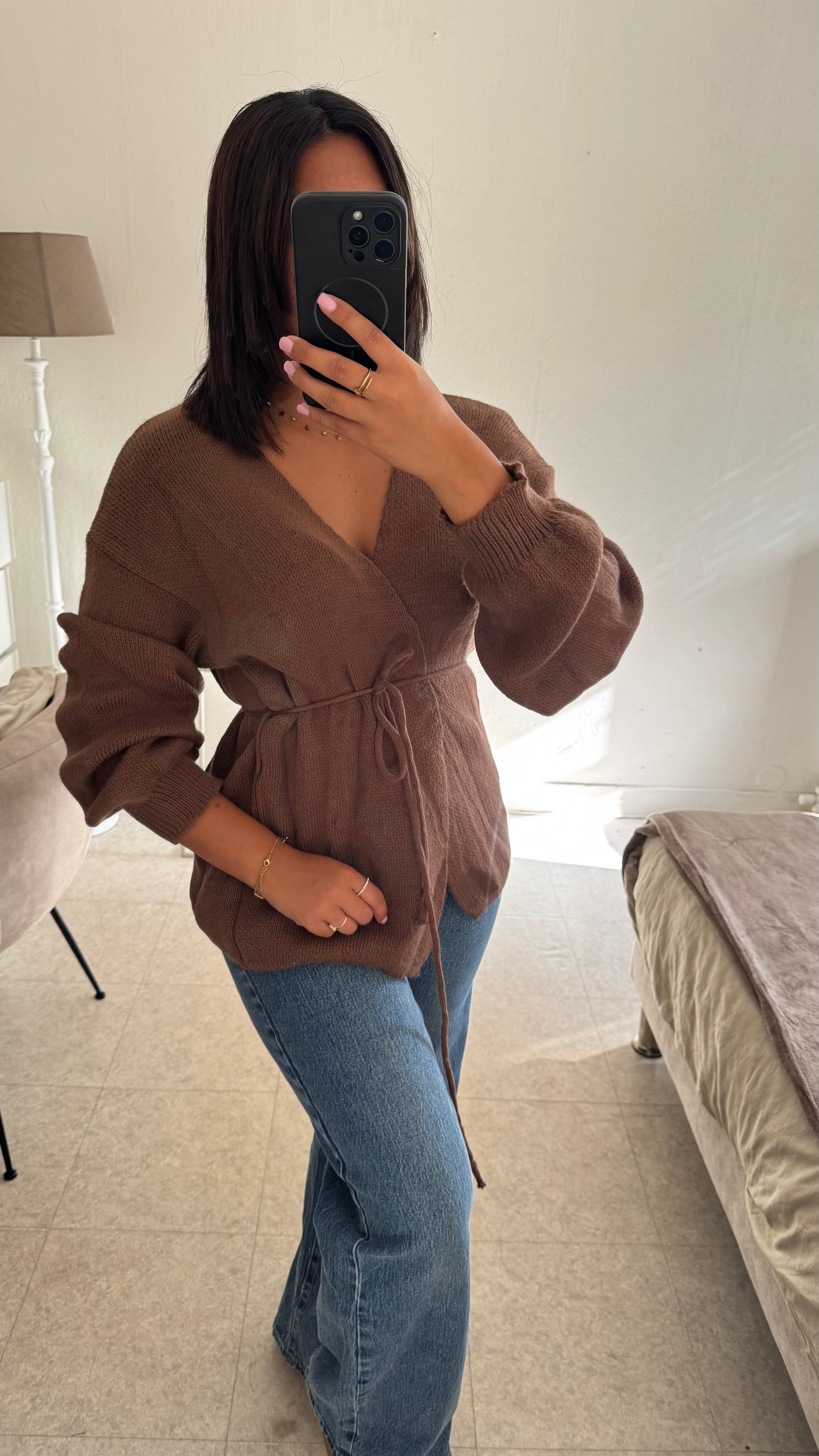 GILET NOUÉE MARRON