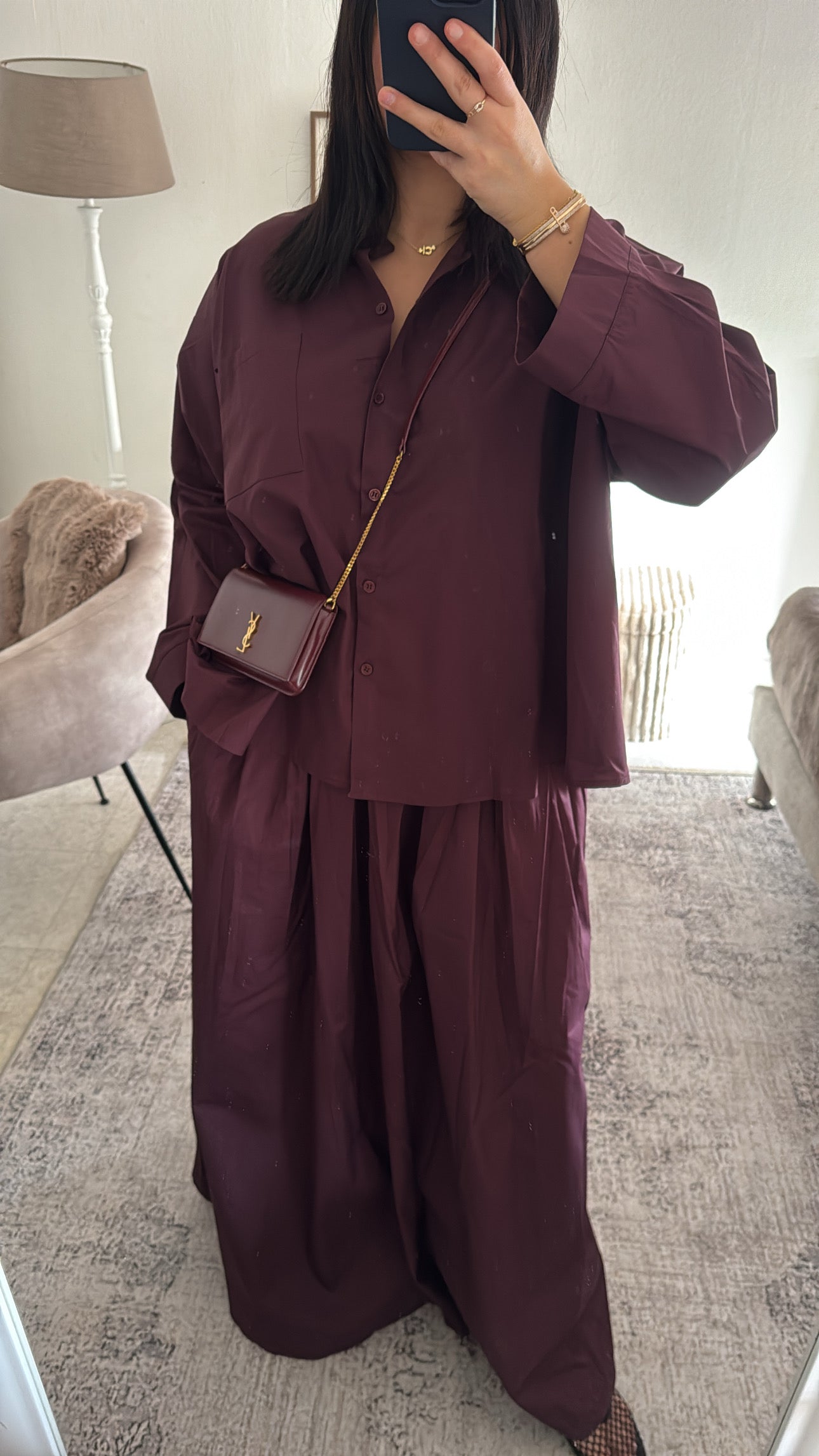 ENSEMBLE CHEMISE JUPE CERISE