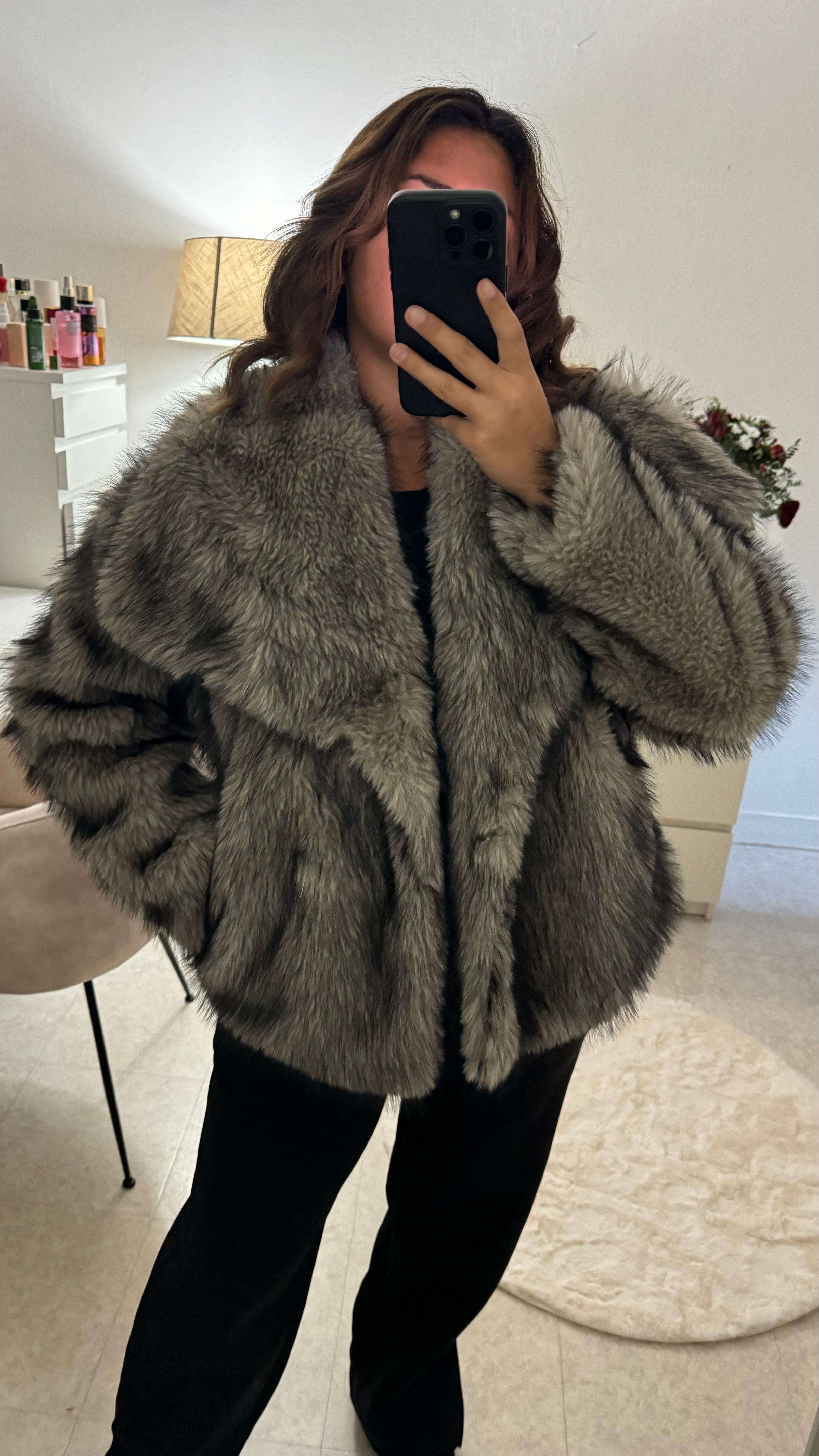 FOURRURE FUR BEIGE/NOIRE