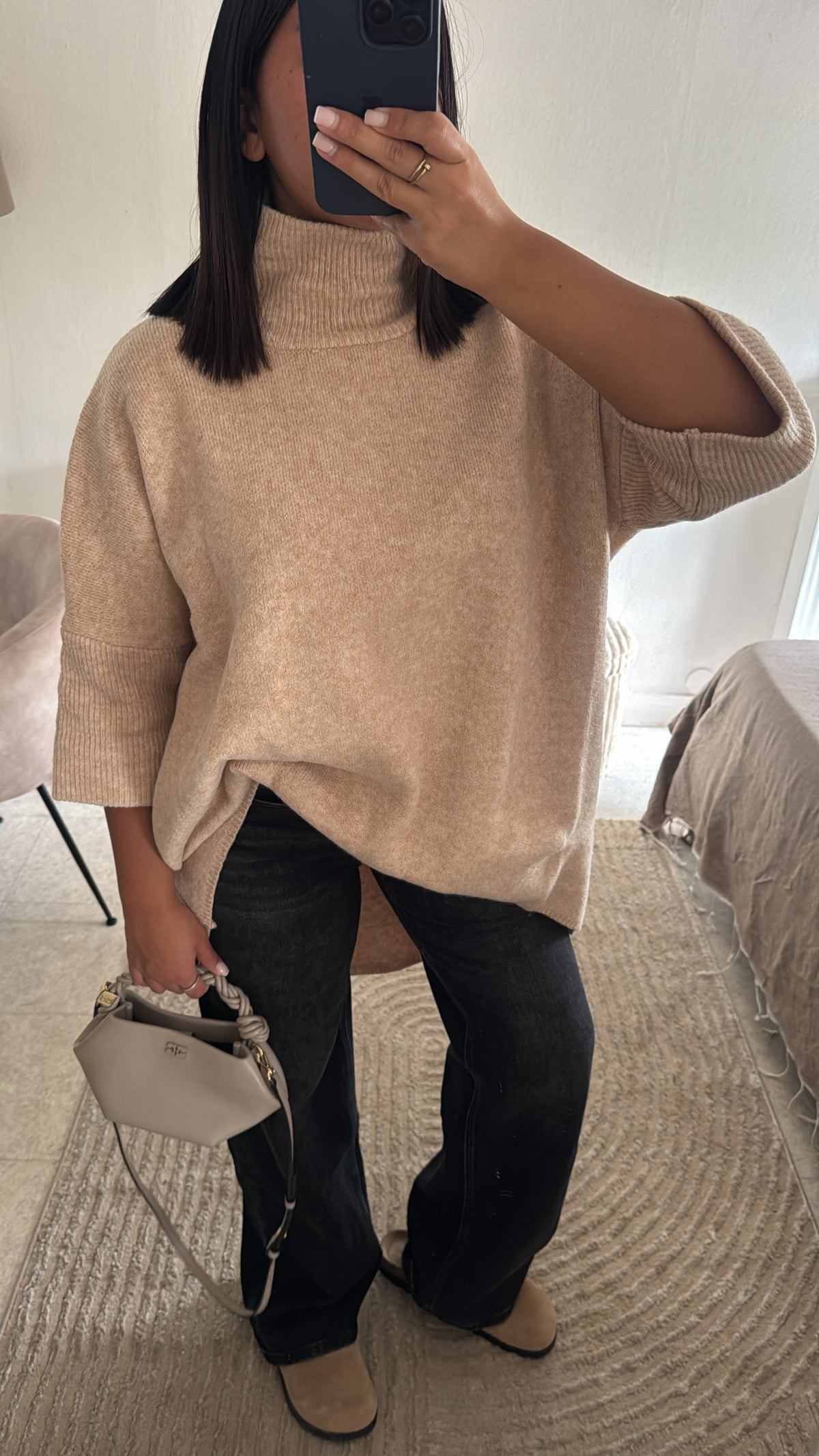 PULL TRICOT ASYMÉTRIQUE CAMEL