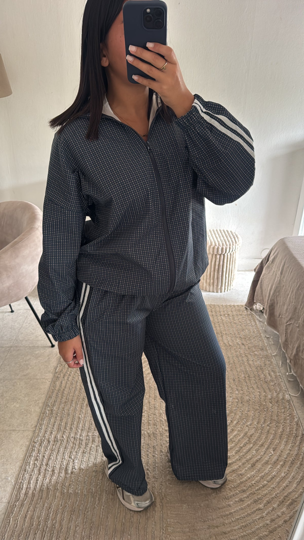 ENSEMBLE INSPI ZARA CARREAUX BLEU