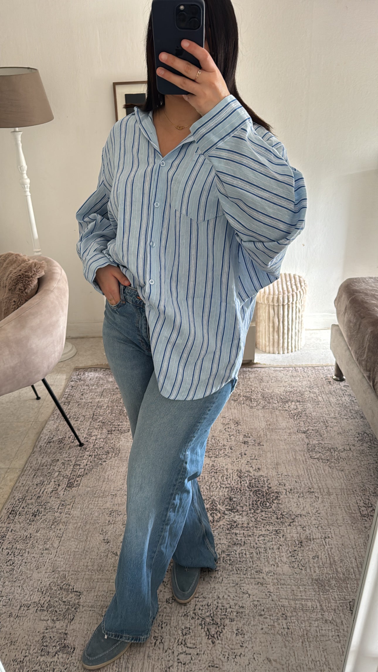 CHEMISE OVERSIZE RAYÉE BLEUE