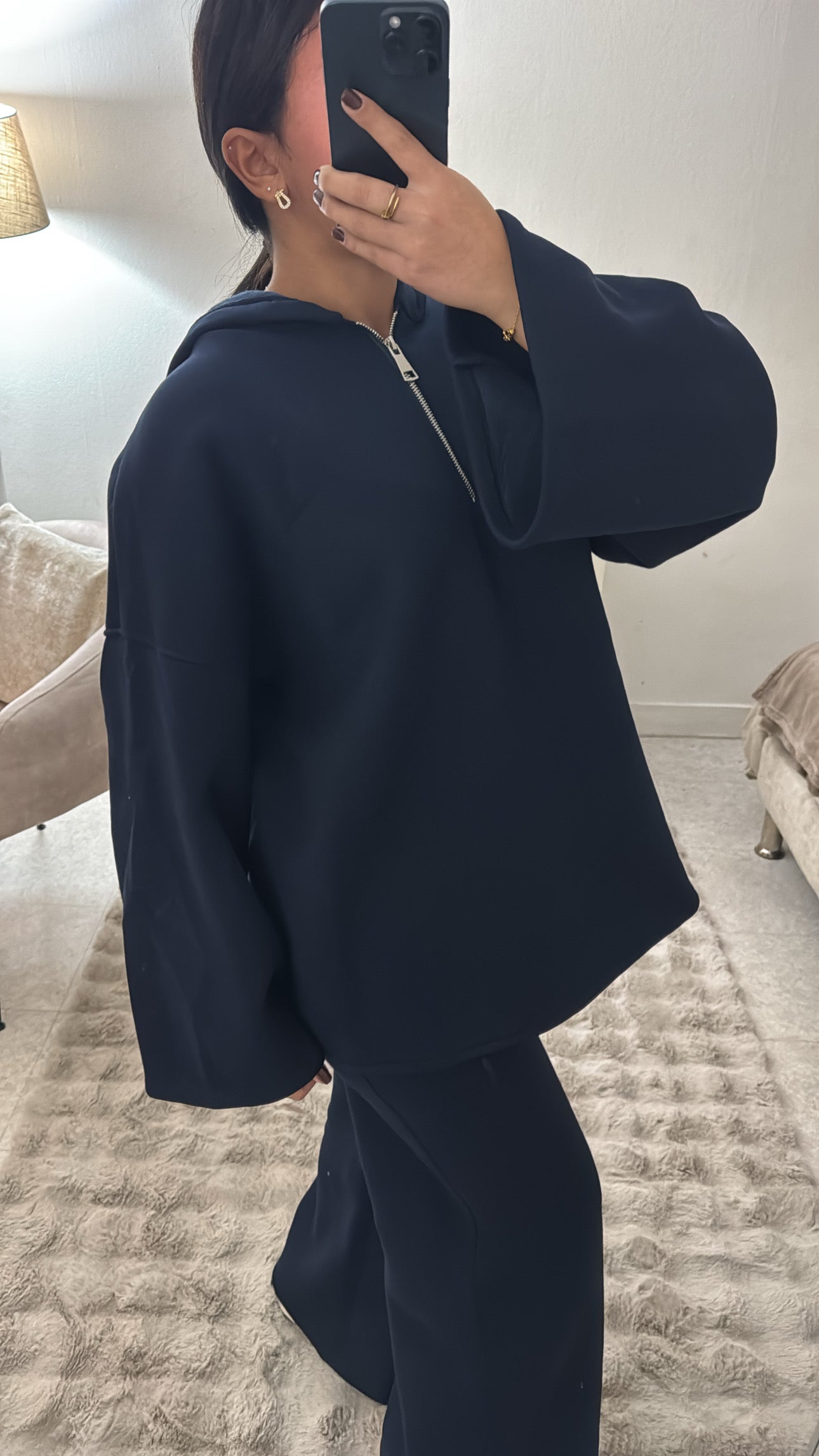 ENSEMBLE À CAPUCHE MOLLETONNÉ MARINE