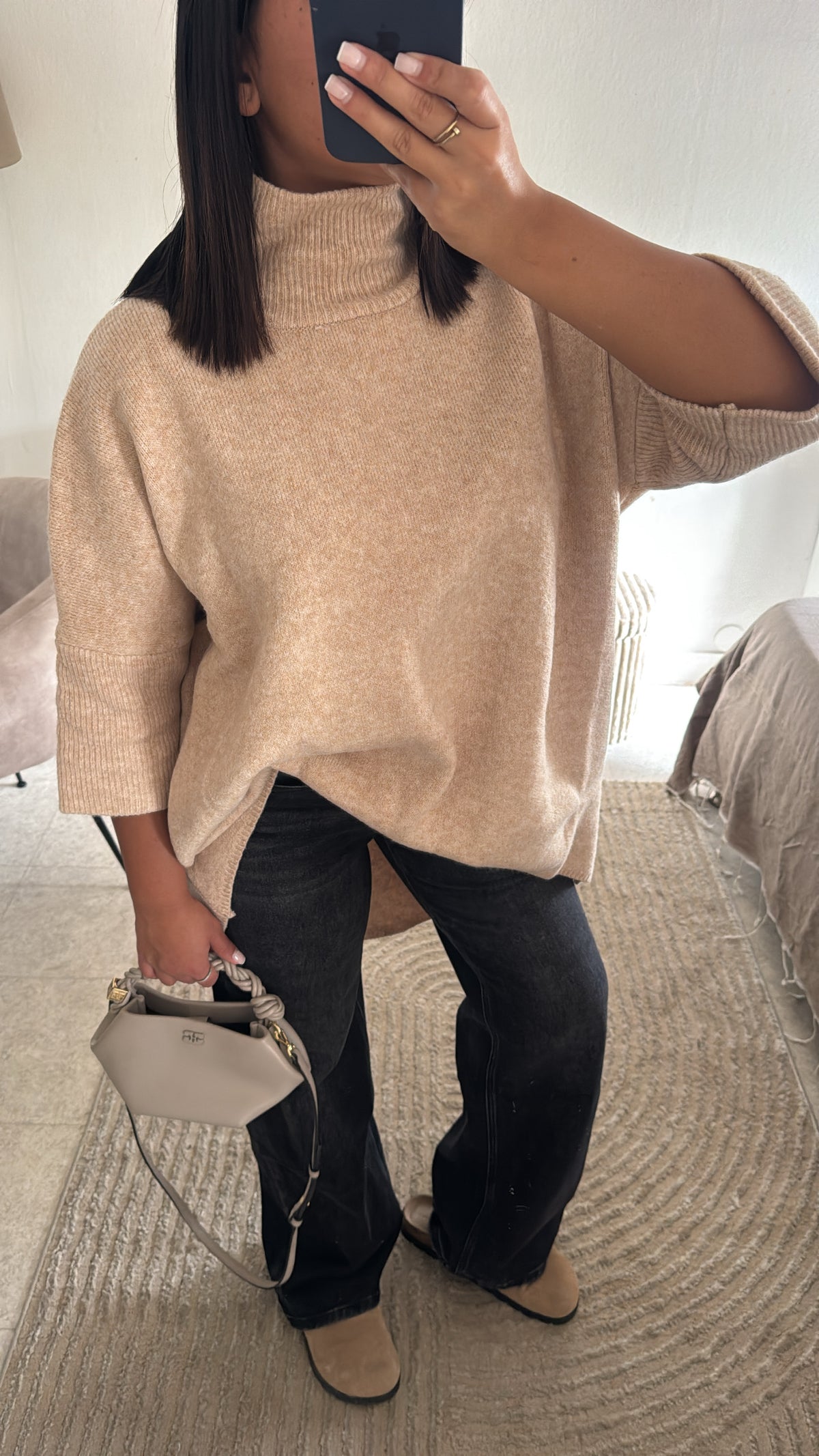 PULL TRICOT ASYMÉTRIQUE CAMEL