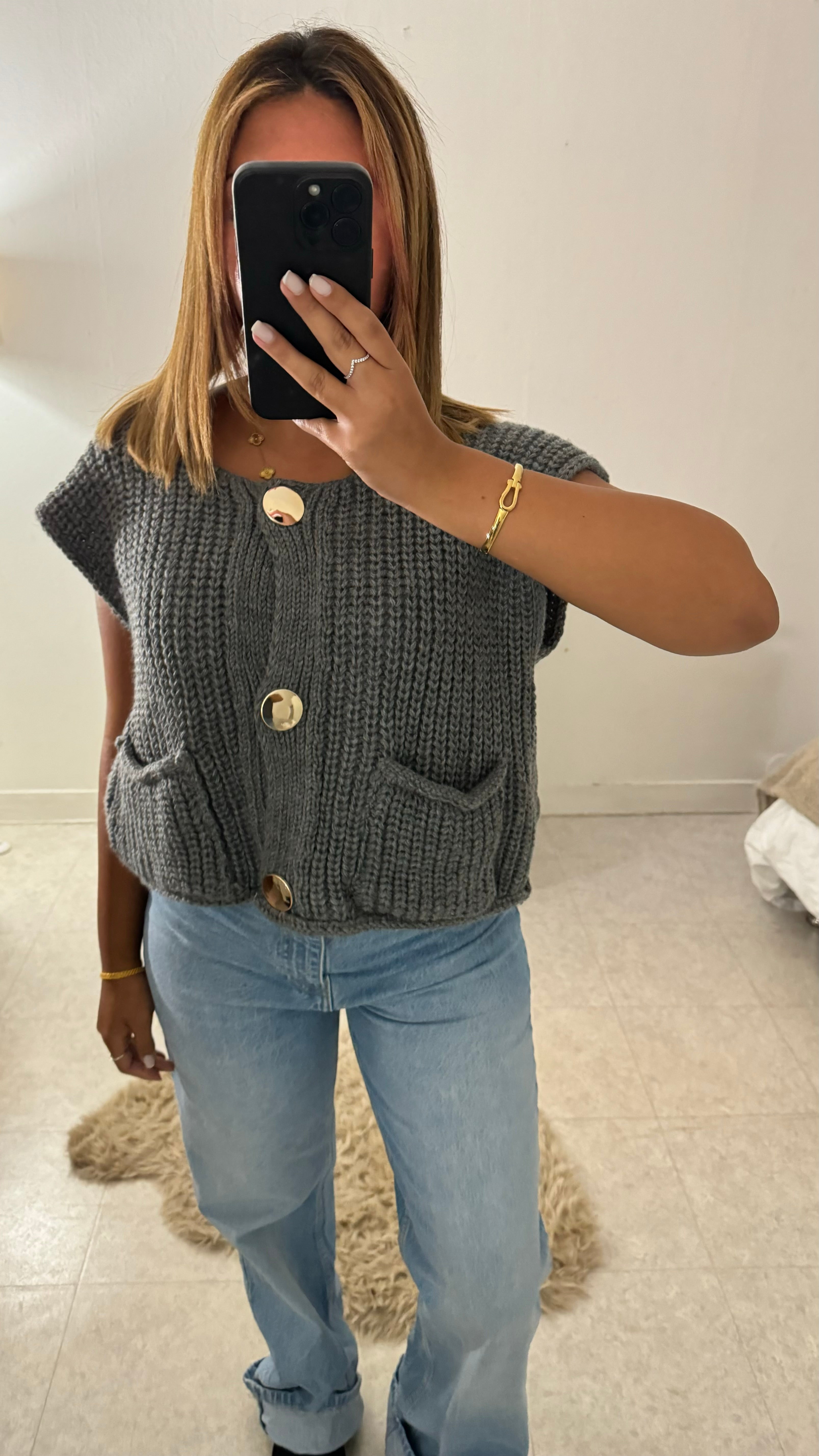 GILET EN MAILLE INSPI Z GRIS