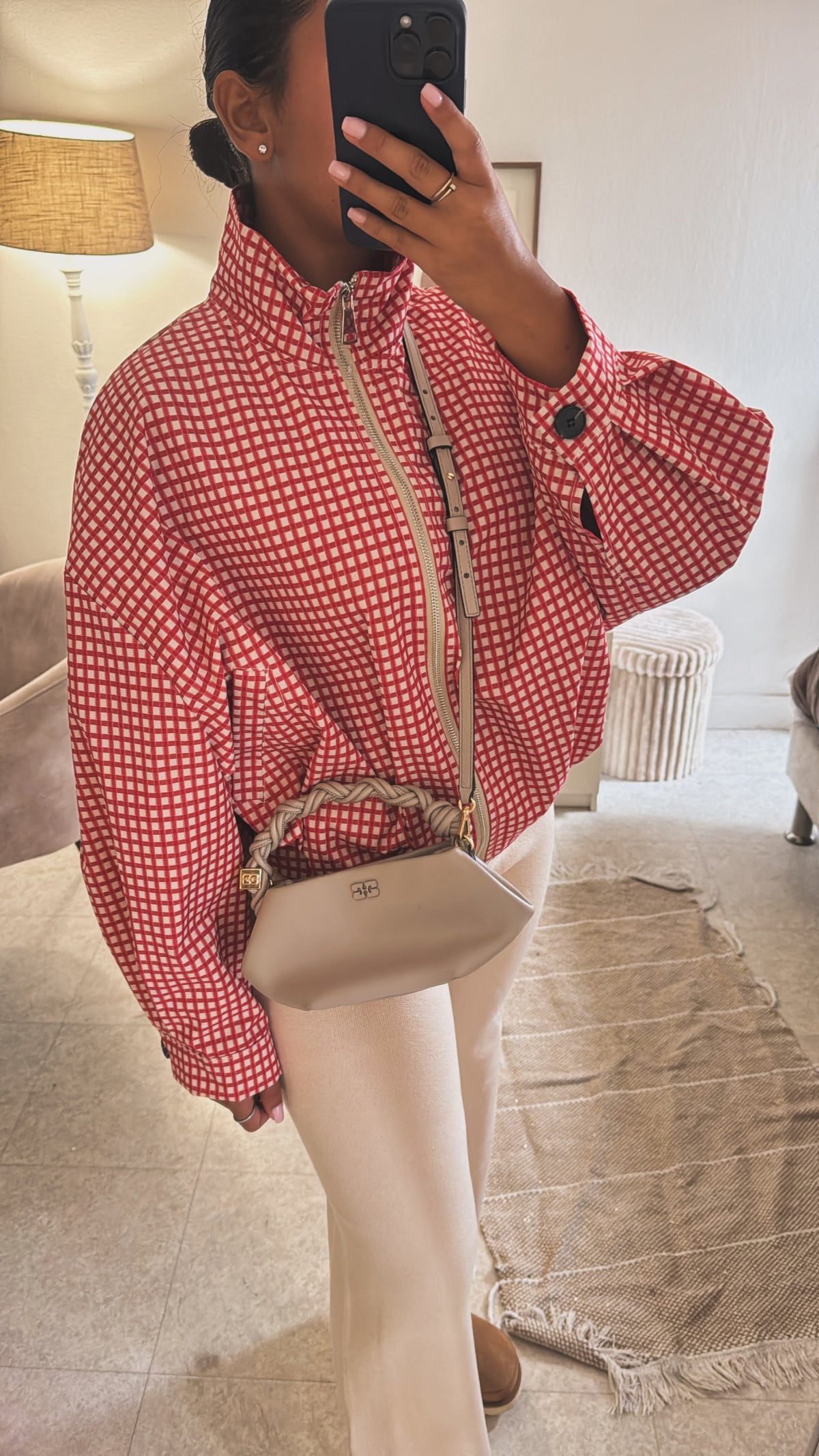 VESTE À CARREAUX INSPI ZARA ROUGE