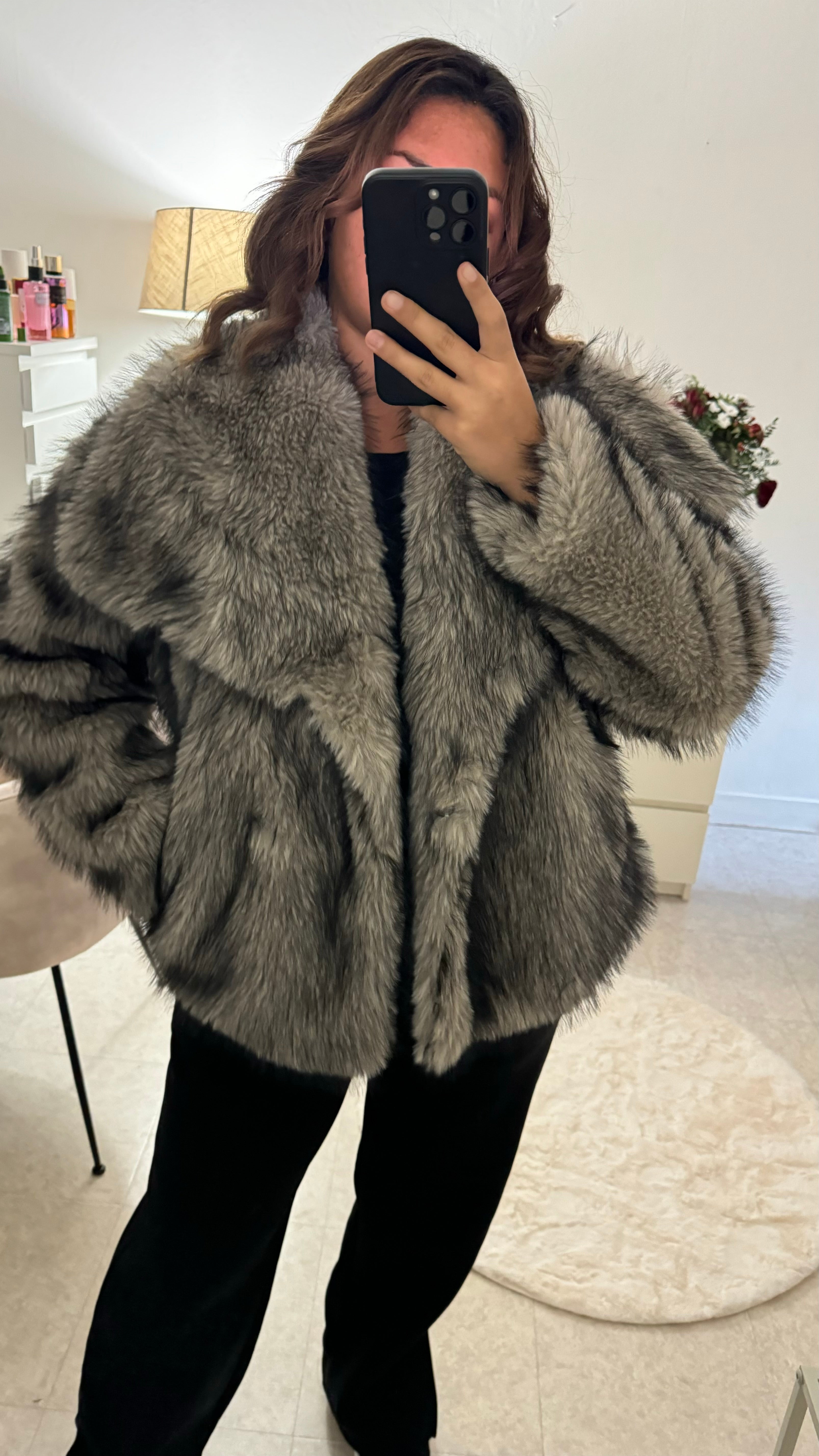 FOURRURE FUR BEIGE/NOIRE