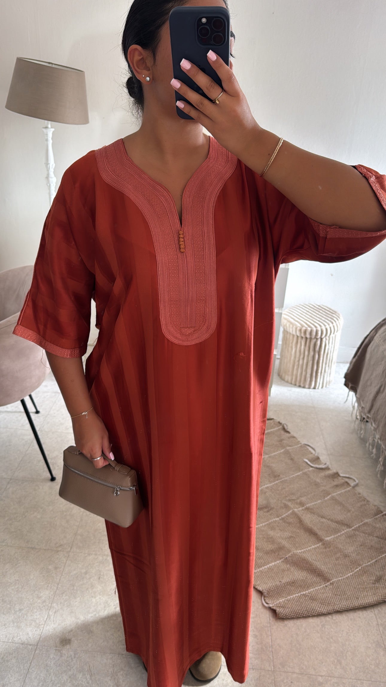 GANDOURA BELDI EN SATIN ORANGE