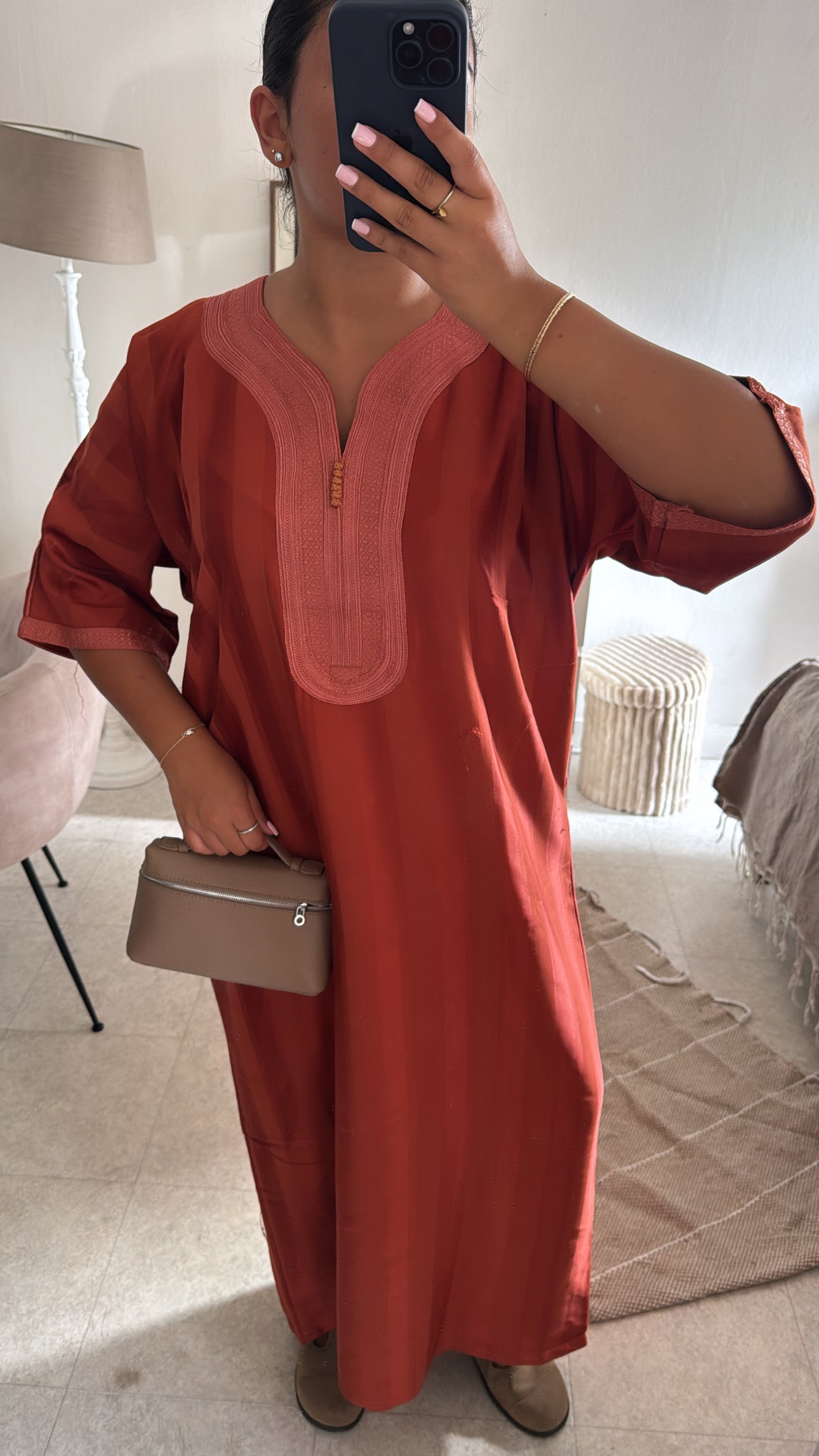 GANDOURA BELDI EN SATIN ORANGE