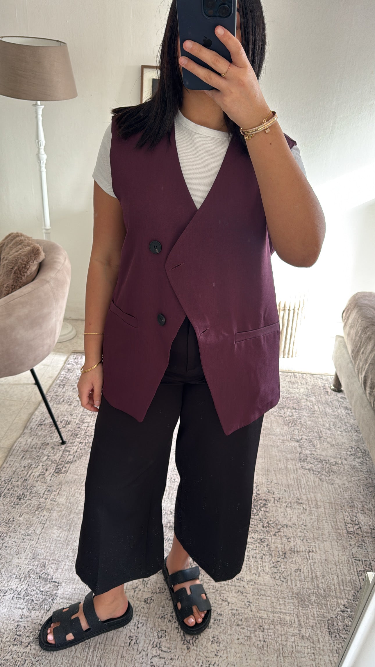 BLAZER SANS MANCHE ASYMÉTRIQUE CERISE