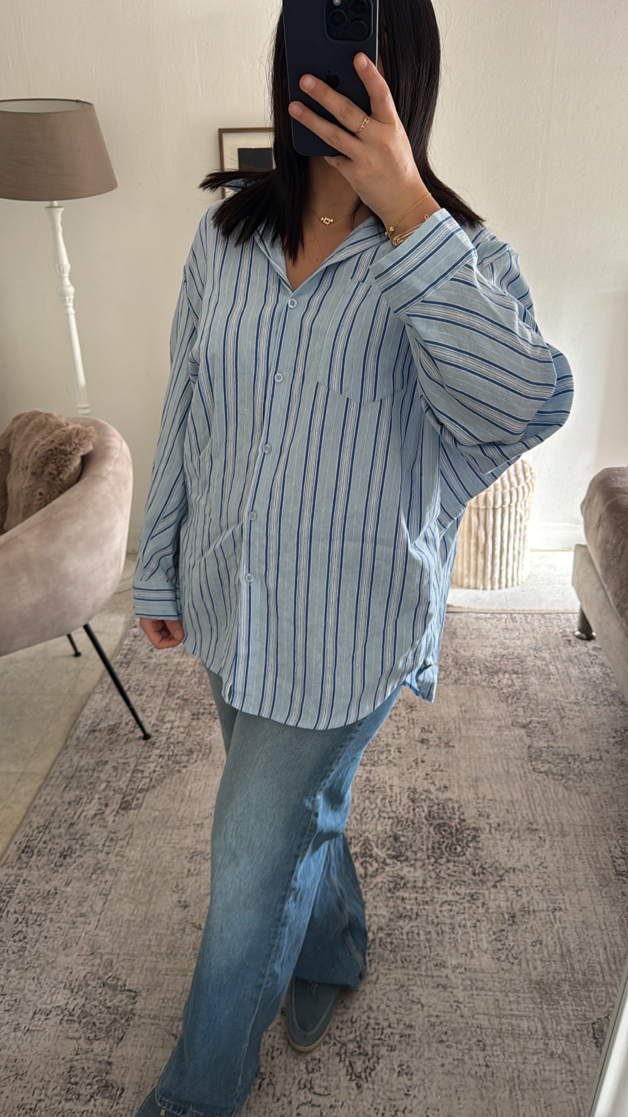 CHEMISE OVERSIZE RAYÉE BLEUE