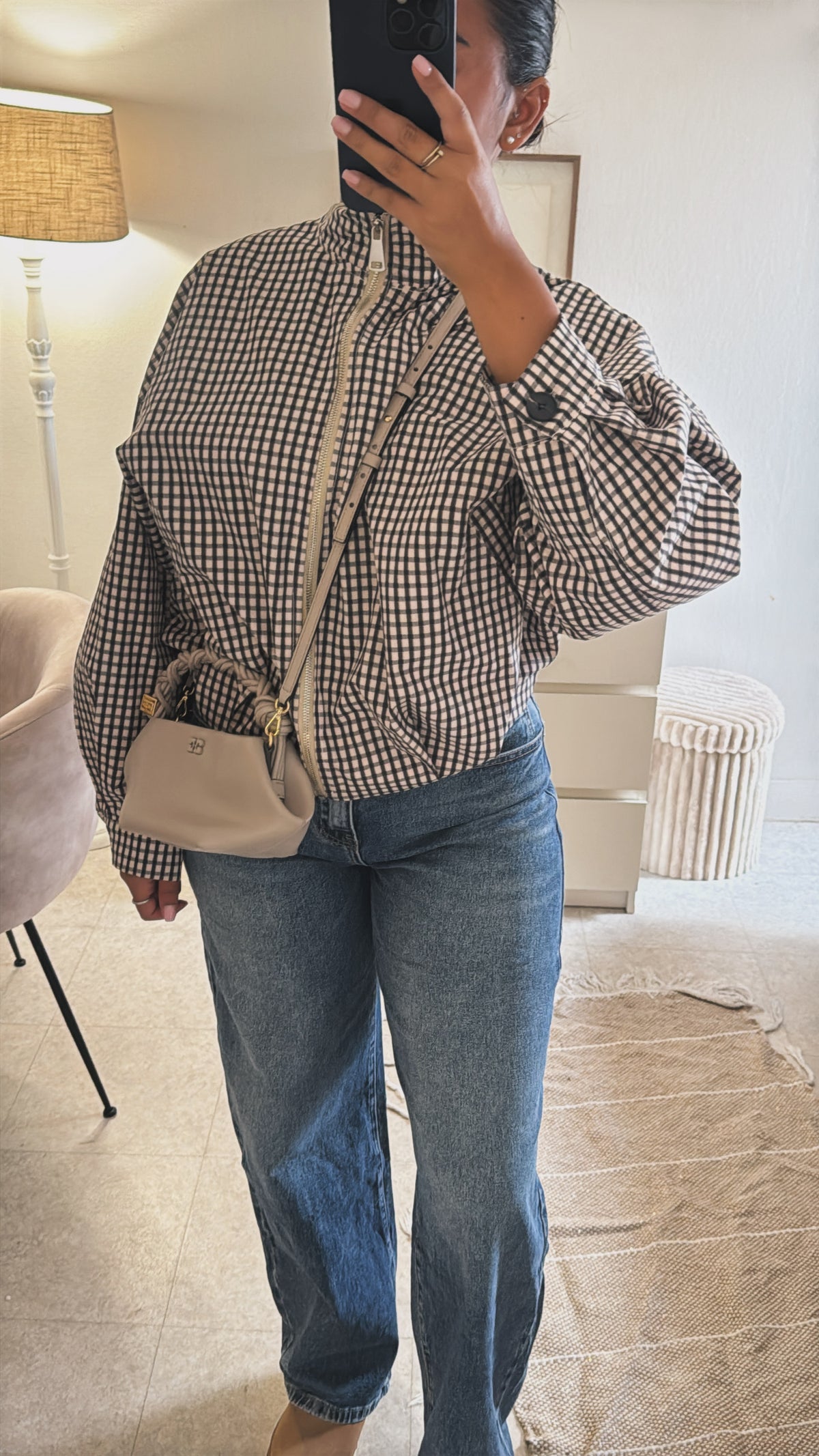 VESTE À CARREAUX INSPI ZARA NOIRE