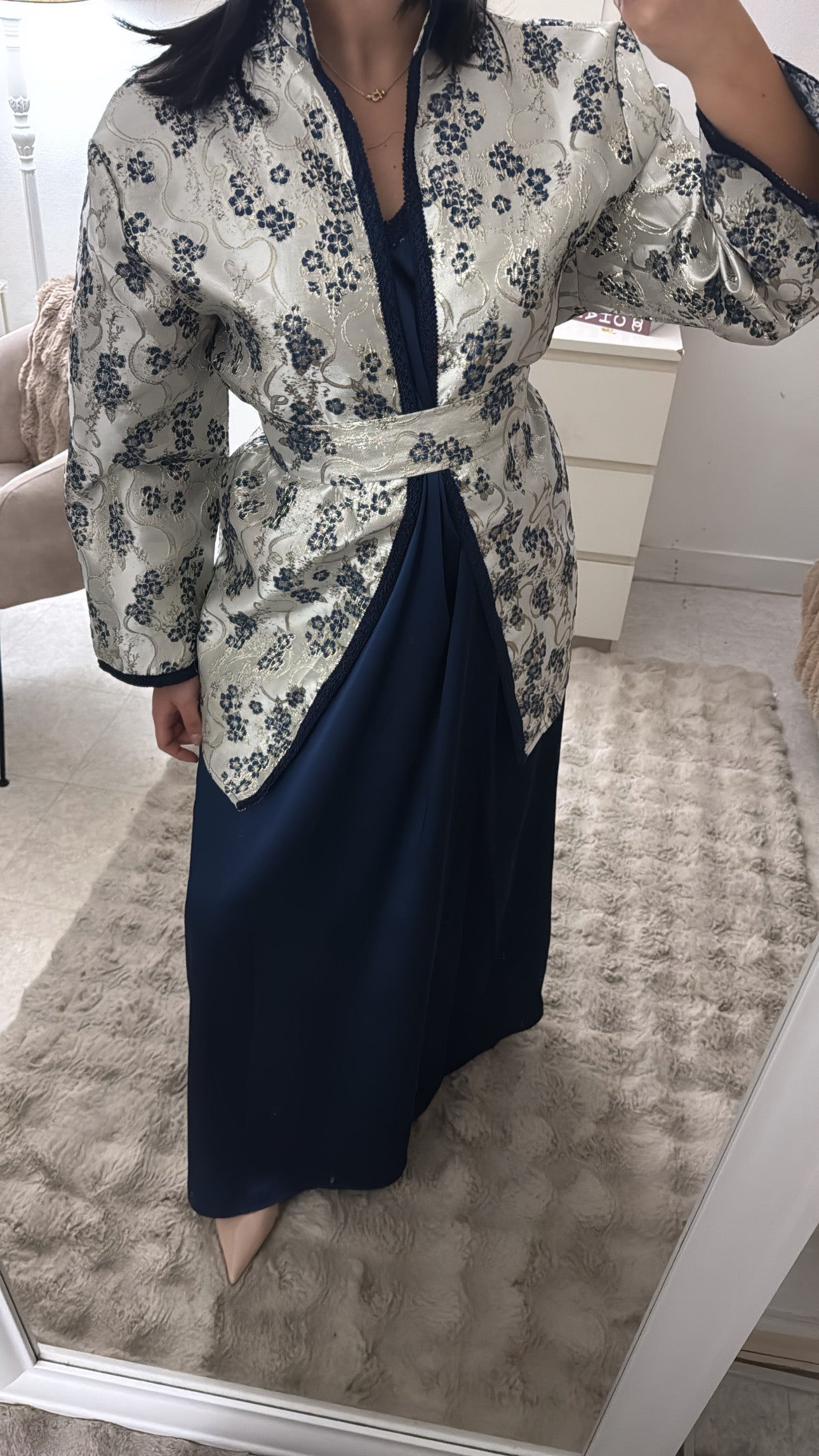 ENSEMBLE KIMONO ROBE BLEU