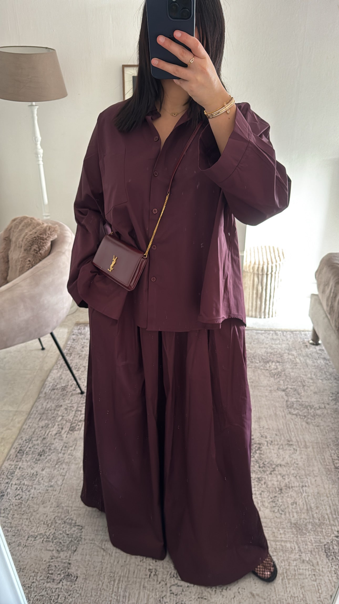 ENSEMBLE CHEMISE JUPE CERISE