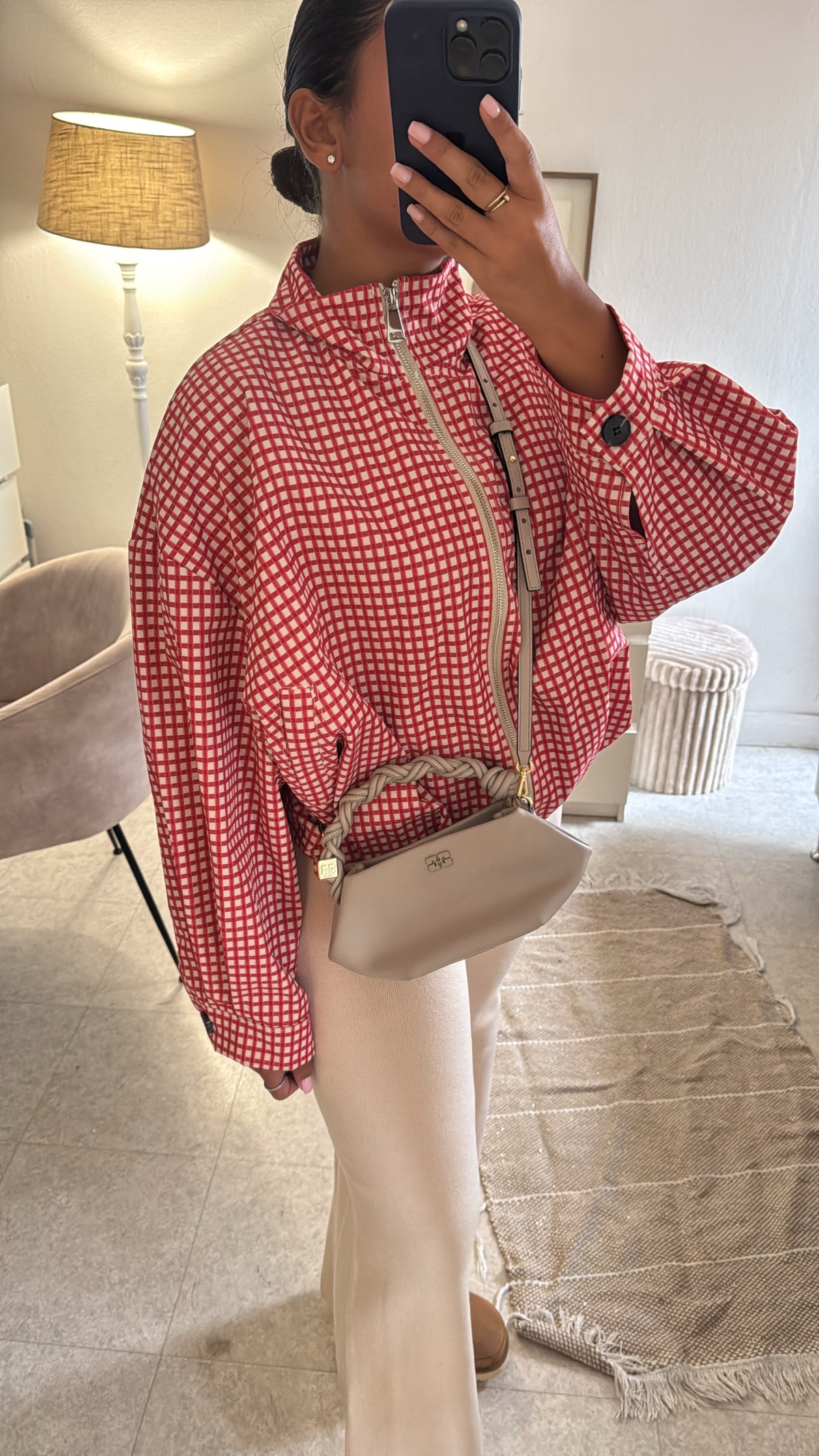 VESTE À CARREAUX INSPI ZARA ROUGE